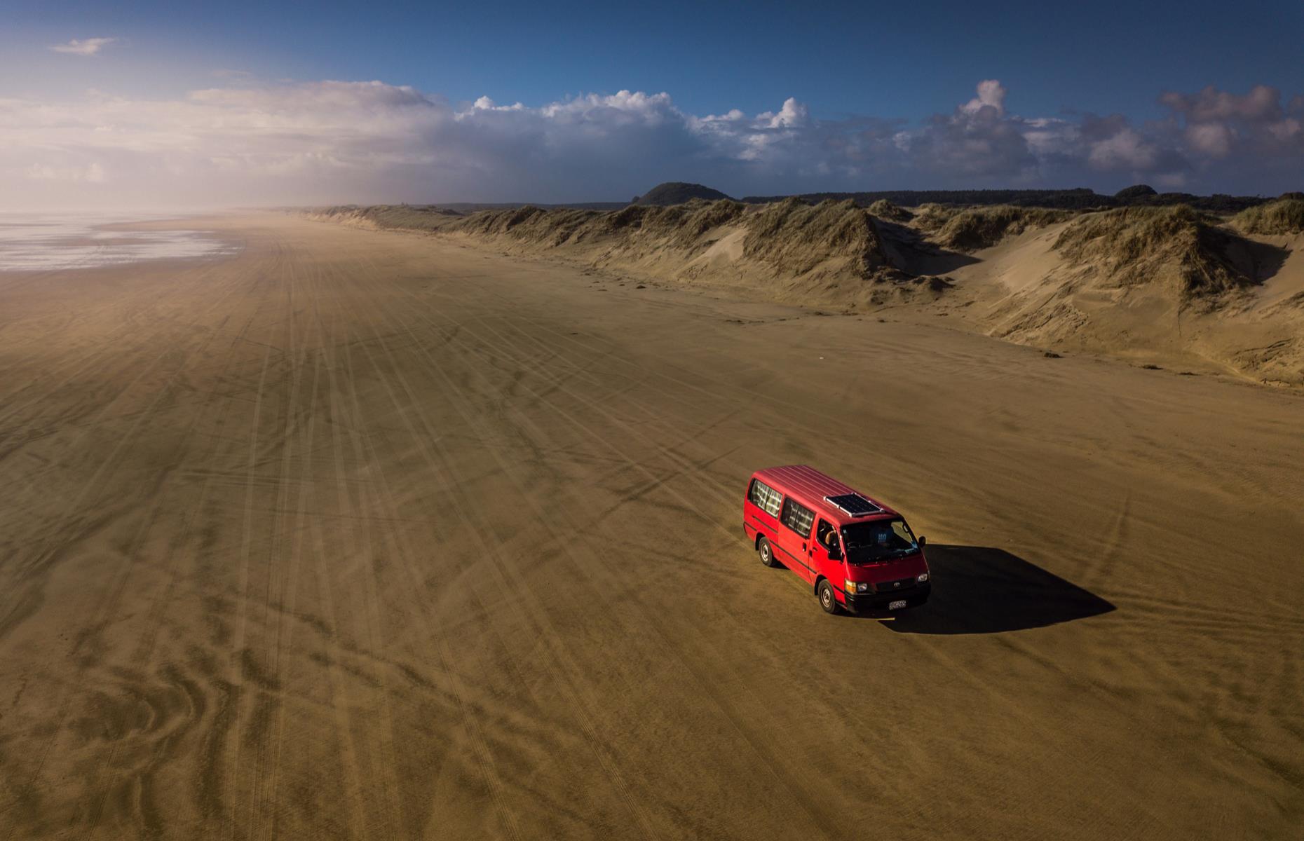 <p>The far north’s Ninety Mile Beach is officially a highway – but one that's only suitable for 4WD vehicles. Beefed-up minibuses regularly run <a href="https://www.dolphincruises.co.nz/bay-of-islands-tours/cape-reinga-ninety-mile-beach">tours</a> up and down the sands from Kaitaia to Scott Point, while more adventurous travellers tackle the sands in their own vehicles (though rental cars don't allow you to drive on the beach). A seemingly never-ending stretch of sand, Ninety Mile Beach, which is actually 55 miles (88.5km) long, is famed for spectacular sunsets and one of the best left-hand surf breaks in the world.</p>