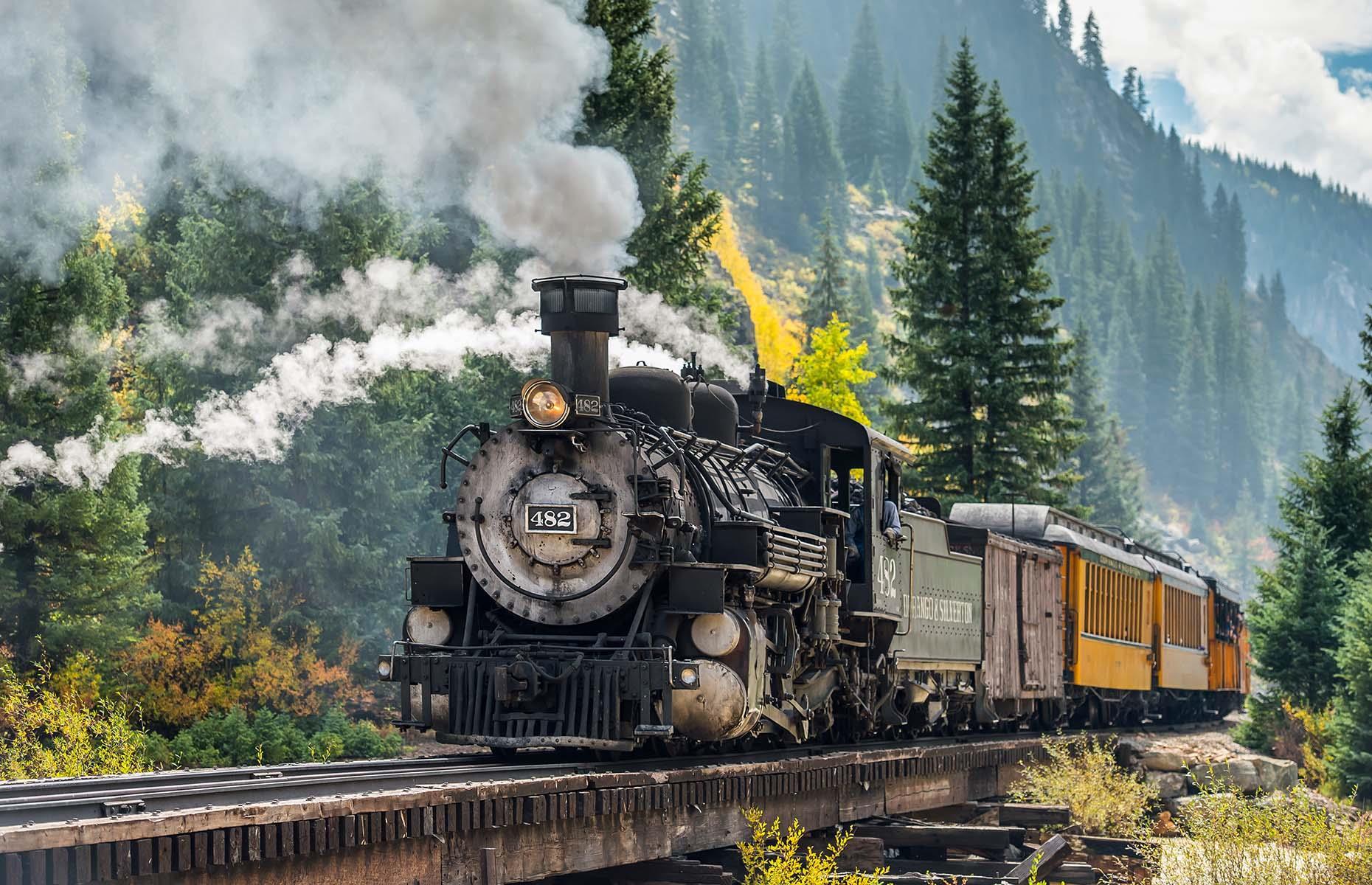 <p>Often listed as one of the world’s greatest routes, the <a href="https://www.durangotrain.com/">Durango & Silverton Narrow Gauge Railroad</a> is a unique journey through America’s history. Original coal-fired locomotives from the 1880s follow in the tracks of countless miners, cowboys and gunslingers from the Old West, giving an insight into what train travel was like some 140 years ago. In fact, the railroad has even been listed as a National Historic Landmark to protect its heritage. </p>