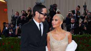 The dress appears to be a fan of couples who are the talk of the town following Marilyn’s performance to JFK - with the pair widely believed to have had an affair - whilst adoring the golden number to Kim stepping out alongside her new boyfriend, Pete Davidson, her first romance since the breakdown of her marriage to Kanye West.
