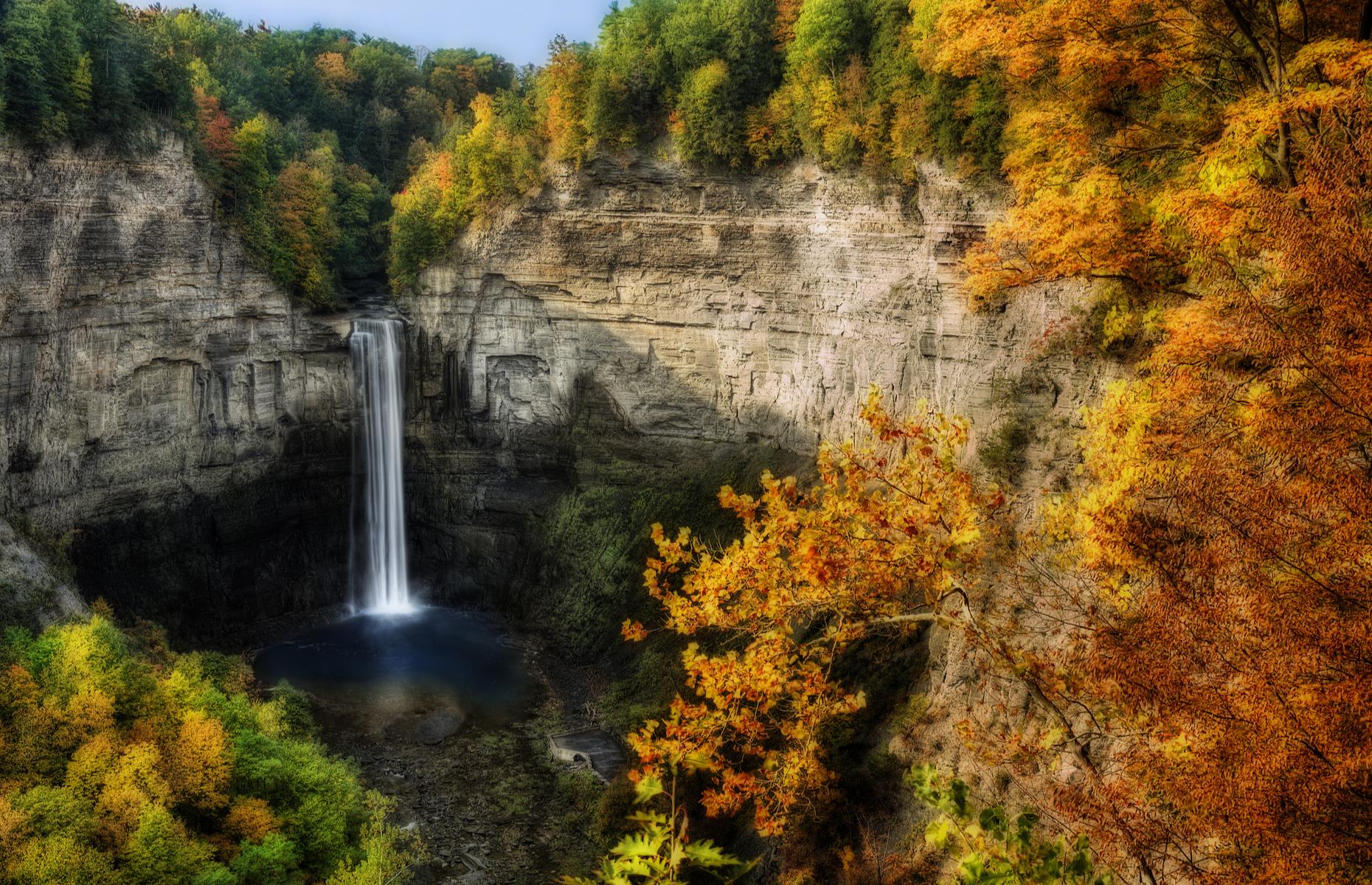 <p>Highlights include the Montezuma Wildlife Refuge with its bald eagles and waterfowl, plus the 215-foot (66m) watery cascade in Taughannock Falls State Park (pictured). A slew of wineries stud the byway too, each one as scenic as the next, from rustic <a href="https://www.buttonwoodgrove.com">Buttonwood Grove</a> to family-owned-and-operated <a href="https://www.cayugaridgewinery.com">Cayuga Ridge Estate</a>. Finish up in Ithaca, where the pedestrianized downtown area (named Ithaca Commons) is filled with quirky shops and restaurants.</p>