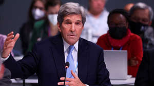 Climate envoy John Kerry attends a UN summit in Glasgow, Scotland, on Nov. 12, 2021. REUTERS/Yves Herman