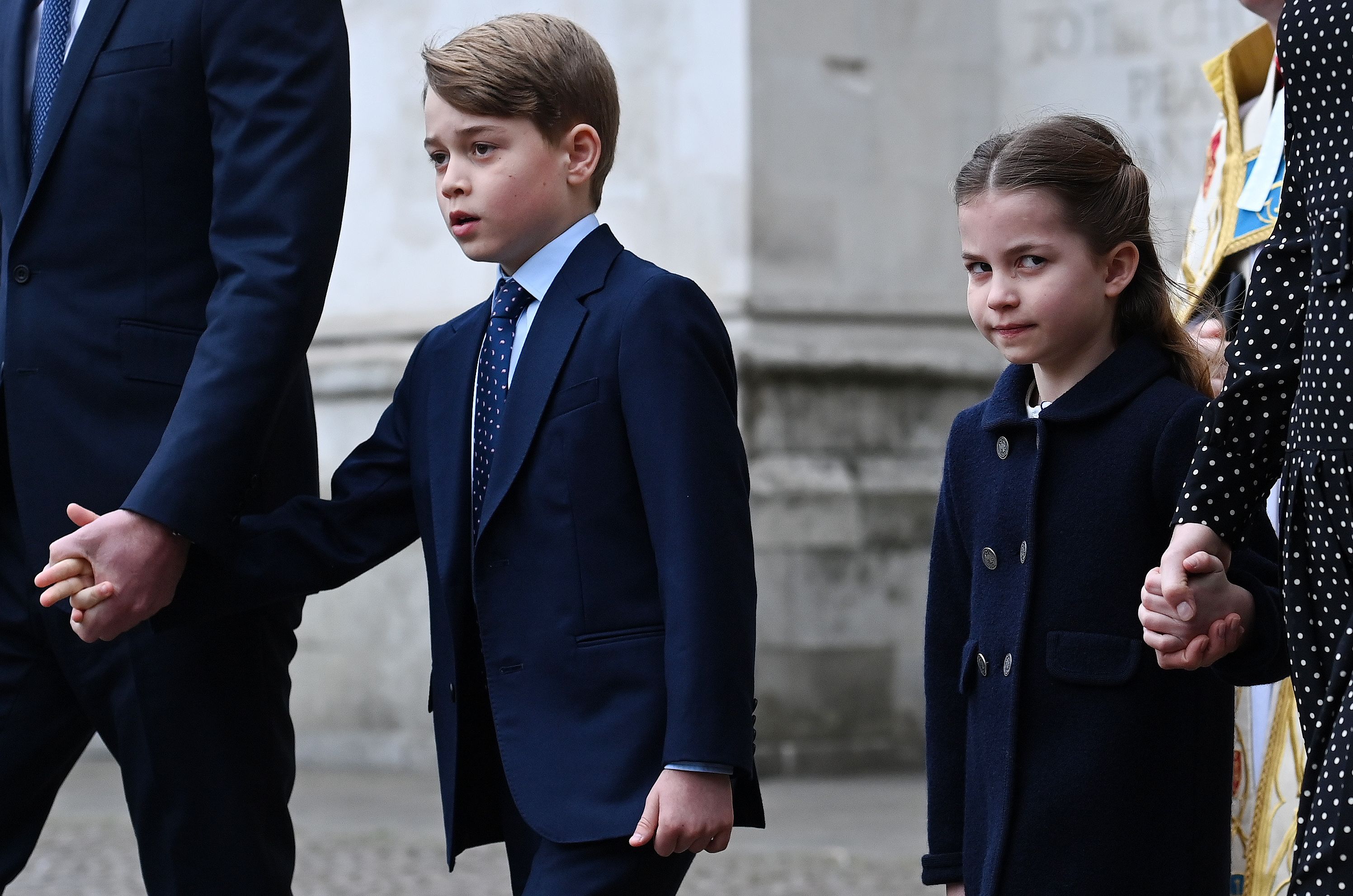 <p>Prince George and Princess Charlotte departed <a href="https://www.wonderwall.com/celebrity/princess-charlotte-and-prince-george-join-william-kate-and-the-queen-more-great-photos-from-the-royals-prince-philip-memorial-service-of-thanksgiving-578498.gallery">the service of thanksgiving celebrating the life of their late great-grandfather</a>, Prince Philip, at Westminster Abbey in London on March 29, 2022.</p>