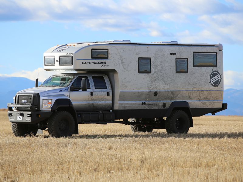 <p>With its 6.7-liter turbodiesel V-8 engine and four-wheel drive, this Ford F-750-based RV is designed to conquer the mountains or muddy wetlands. These custom conversions by Colorado-based Earthroamer really do put the “glam” in glamping: Each one costs <a href="https://earthroamer.com/hd/">$1.9 million</a>, and not many have been made so far. Solar cells on the roof provide 2,100 watts of power, so much so that you don’t need a generator to power appliances and electronics like some RVs do.</p> <p><em>In the market for an RV, an off-roader or another model? <a href="https://track.flexlinkspro.com/g.ashx?foid=2.2678016.10676664&trid=1153804.195268&foc=16&fot=9999&fos=5&url=https%3A%2F%2Fwww.rvt.com&fobs=msnshop&fobs2=21157">RVT.com</a> and <a href="https://track.flexlinkspro.com/g.ashx?foid=1.3332.1010003350&trid=1153804.157026&foc=16&fot=9999&fos=5&url=https%3A%2F%2Frv.campingworld.com&fobs=msnshop&fobs2=21157">Camping World</a> have a huge selection of new and used vehicles. Want to try before you buy? Check out <a href="https://track.flexlinkspro.com/g.ashx?foid=2.5126501.14036625&trid=1153804.202120&foc=16&fot=9999&fos=5&url=https%3A%2F%2Frvshare.com&fobs=msnshop&fobs2=21157">RVshare</a> for rental options.</em></p>