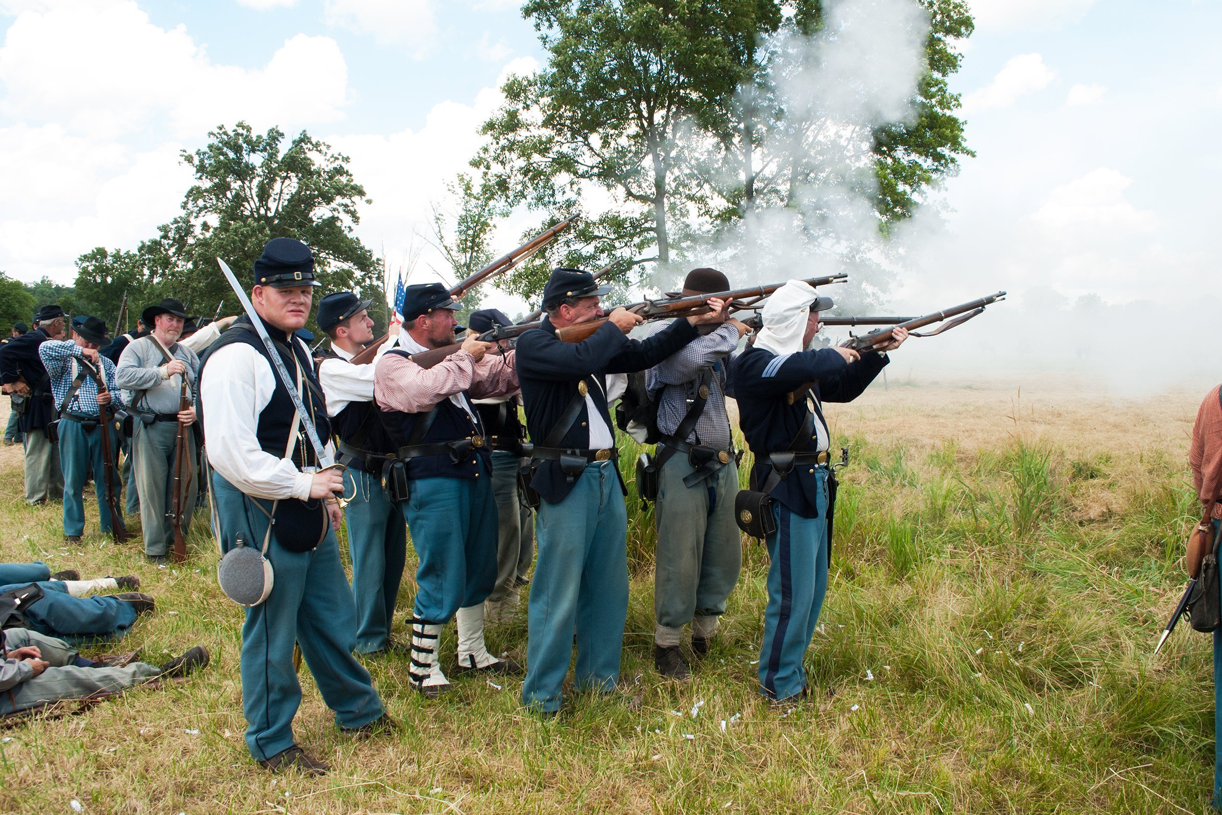 <p><strong>Location:</strong> Gettysburg, Pennsylvania <br><strong>Era:</strong> Mid-1800s (Civil War) <br><strong>What to do:</strong> After you've seen Gettysburg National Military Park, the elaborate Gettysburg Anniversary Committee re-enactment awaits. Held every year in July, it features<a href="https://www.gbpa.org/event/2022-battle-gettysburg"> different battles</a> and a living history area filled with re-enactors in period dress. <br><strong>Cost:</strong> Starting at $25 for adults; $5 for children; 10 and under free</p>