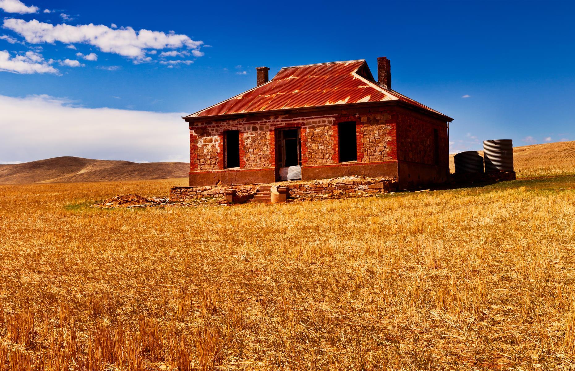<p>This abandoned homestead in the foothills of the Mount Lofty ranges might not look significant but fans of Australian rock band Midnight Oil will be well familiar with its image. Captured by lauded landscape photographer Ken Duncan, a picture of this humble tumbledown homestead graced the cover of the band's 1987 album <em>Diesel and Dust</em>. Today it remains in its solitary state, a symbol of both the stark Australian outback and a group of rock legends.</p>