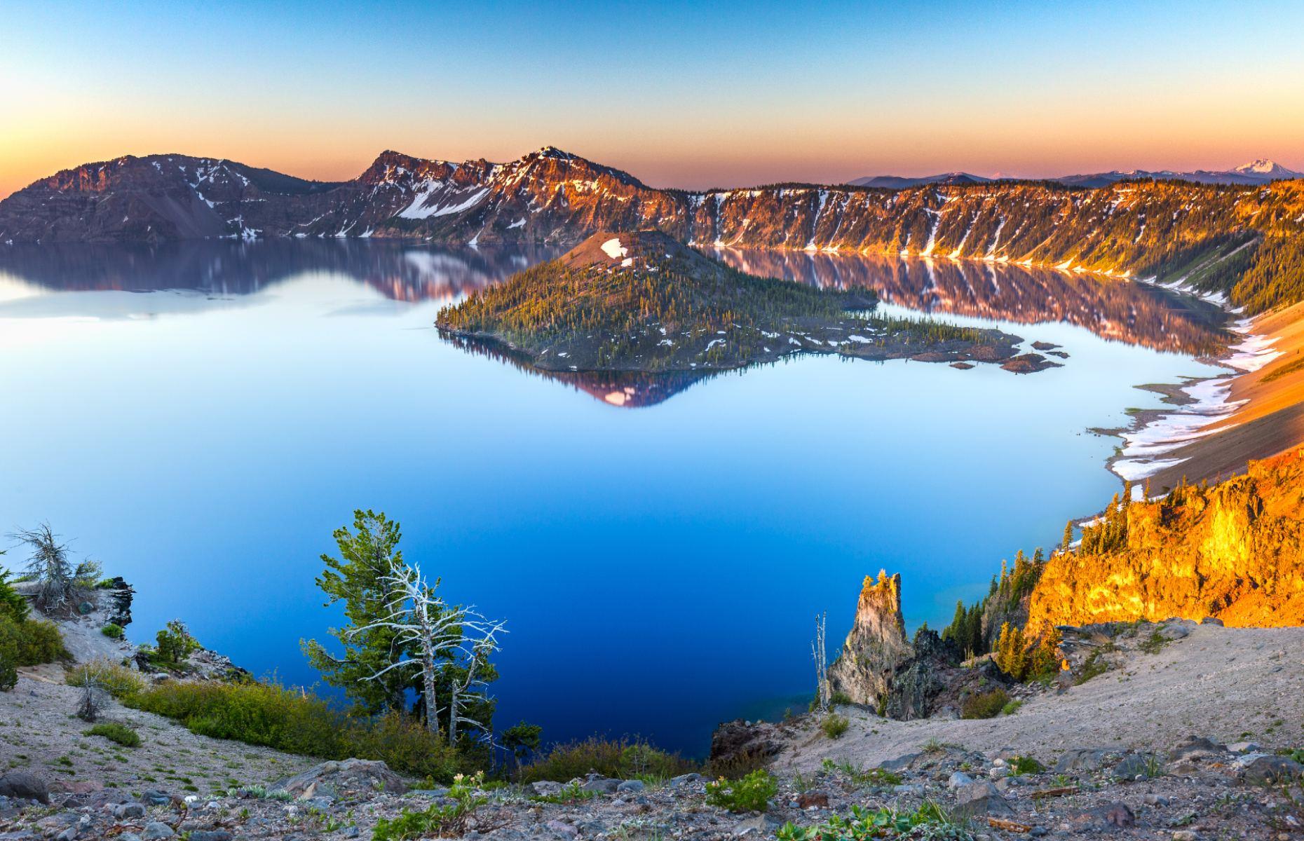 <p>True to the name, there’s plenty of dramatic scenery to be found along <a href="https://nwtravelmag.com/road-trip-along-the-volcanic-legacy-scenic-byway/">this volcano-to-volcano road trip</a>. Starting at Crater Lake National Park in Oregon, you’ll journey 500 miles (805km) south into northern California, encountering geothermal geysers, waterfalls and (of course) volcanoes along the way. Be sure to drive the 33-mile (53km) rim road around the edge of Crater Lake (pictured), the caldera of Mount Mazama. With piercing blue waters, it's mesmerizingly beautiful and is also the country’s deepest lake.</p>