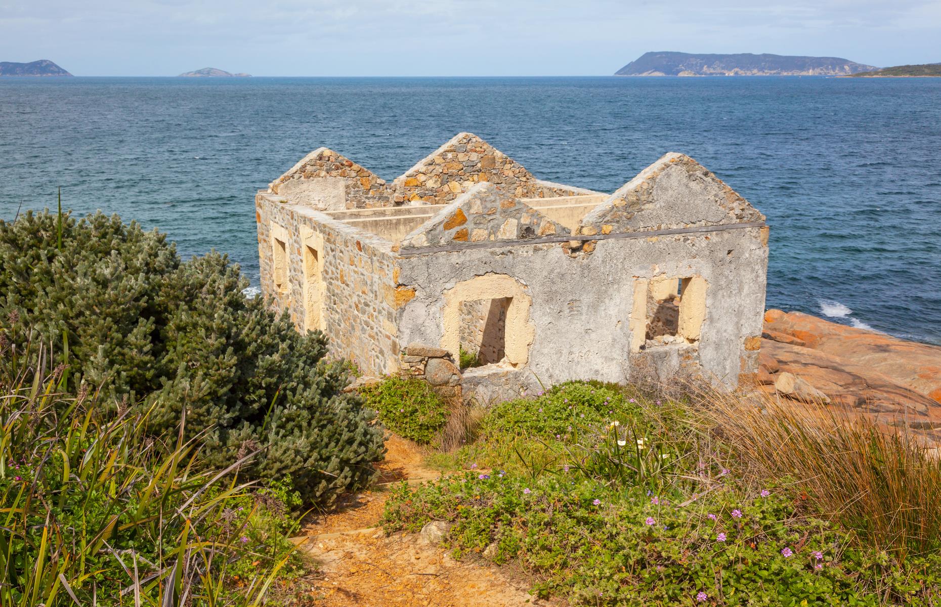 <p>The ruins of the old lighthouse and keeper's house still guard the entrance to Princess Royal Harbour, albeit in a run-down state. Erected under the order of the British government in 1857, the stone lighthouse was the first navigational light for the port of Albany and the second lighthouse ever built on Western Australia's coastline. The light was first turned on in 1858 with William Hill as its inaugural light keeper. It became automatic in 1913, but fell into disrepair with its original wooden light tower now long gone.</p>