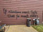 A threat is spray painted on the building wall near Wisconsin Family Action's offices in Madison.