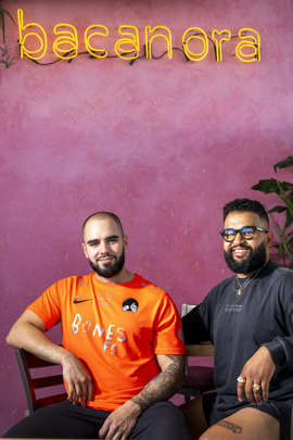 Chefs and cousins, Roberto Centeno, left, and Rene Andrade at Bacanora on Wednesday, March 2, 2022, in Phoenix.