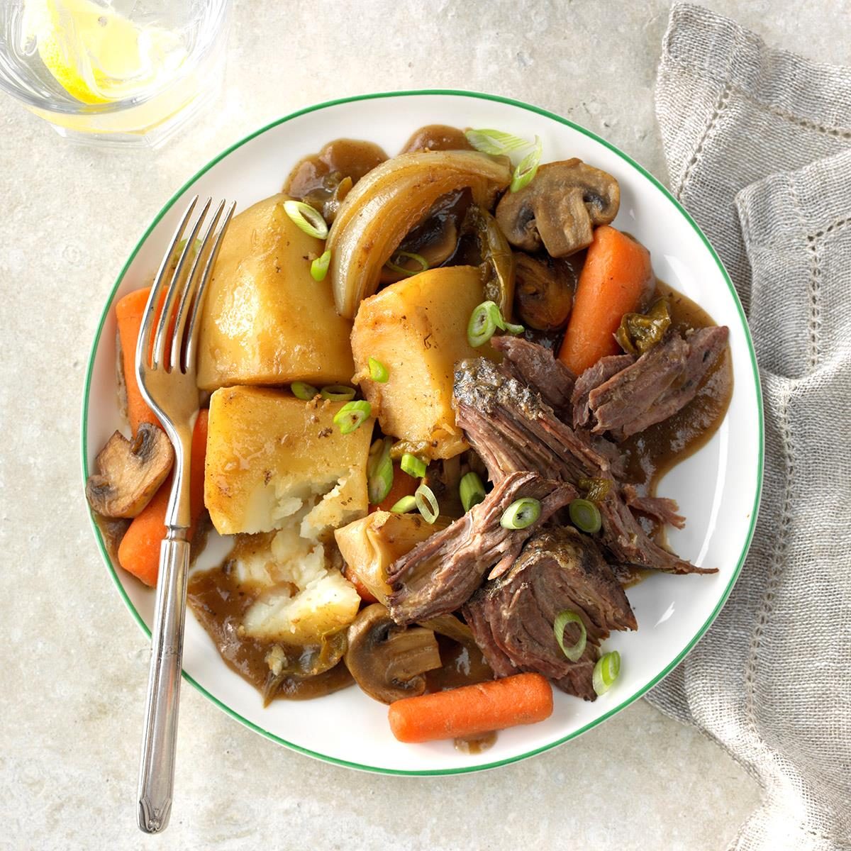 <p>My father and I created this pot roast with a hint of Japanese flair. It will make your taste buds dance! try this for family or company. —Mary Flurkey, Golden, Colorado</p> <div class="listicle-page__buttons"> <div class="listicle-page__cta-button"><a href='https://www.tasteofhome.com/recipes/teriyaki-beef-roast/'>Go to Recipe</a></div> </div>