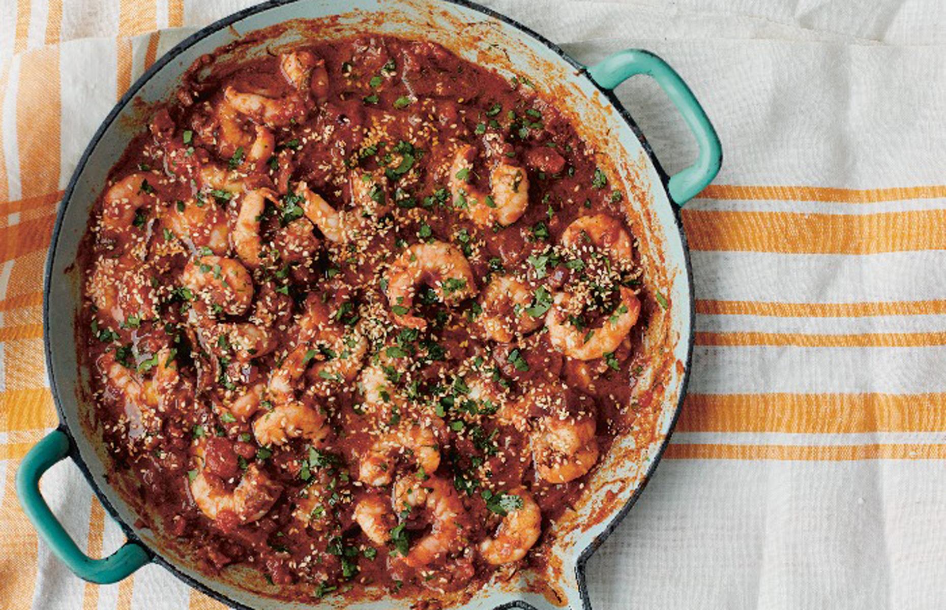 <p>Middle Eastern dishes are rarely too fiery, where chilies are blended with aromatic spices, garlic and herbs. In our warming, Palestinian spicy shrimp and tomato stew, you can adjust the heat to suit your palate. With the balanced sweetness of tomatoes, it's all cooked in one-pan and is ready in under an hour.</p>  <p><strong><a href="https://www.lovefood.com/recipes/75899/spicy-prawn-and-tomato-stew-recipe">Get the recipe for spicy shrimp and tomato stew here</a></strong></p>