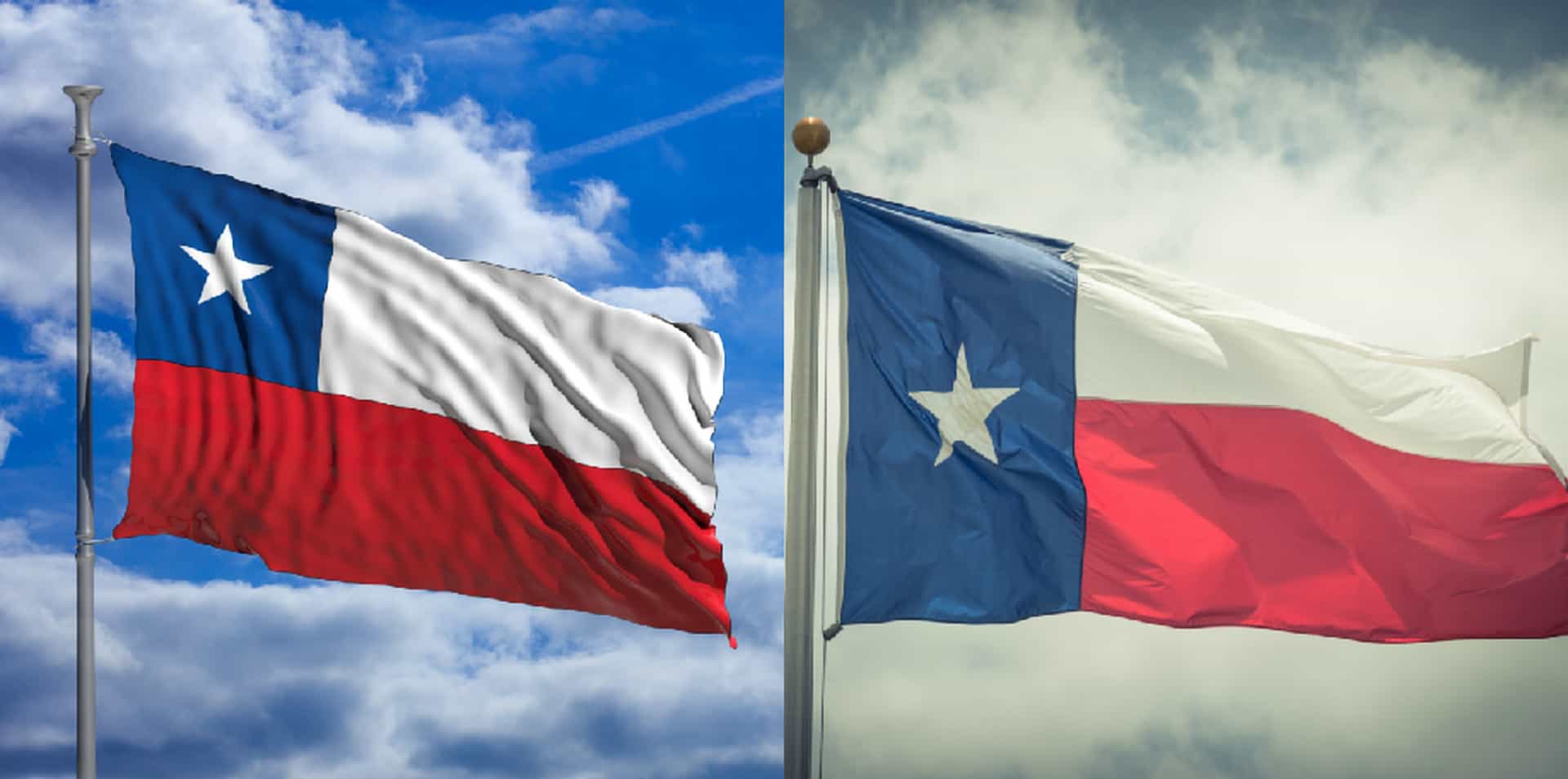 Le drapeau chilien (image de gauche) ressemble beaucoup au drapeau de l'état américain du Texas (image de droite).
