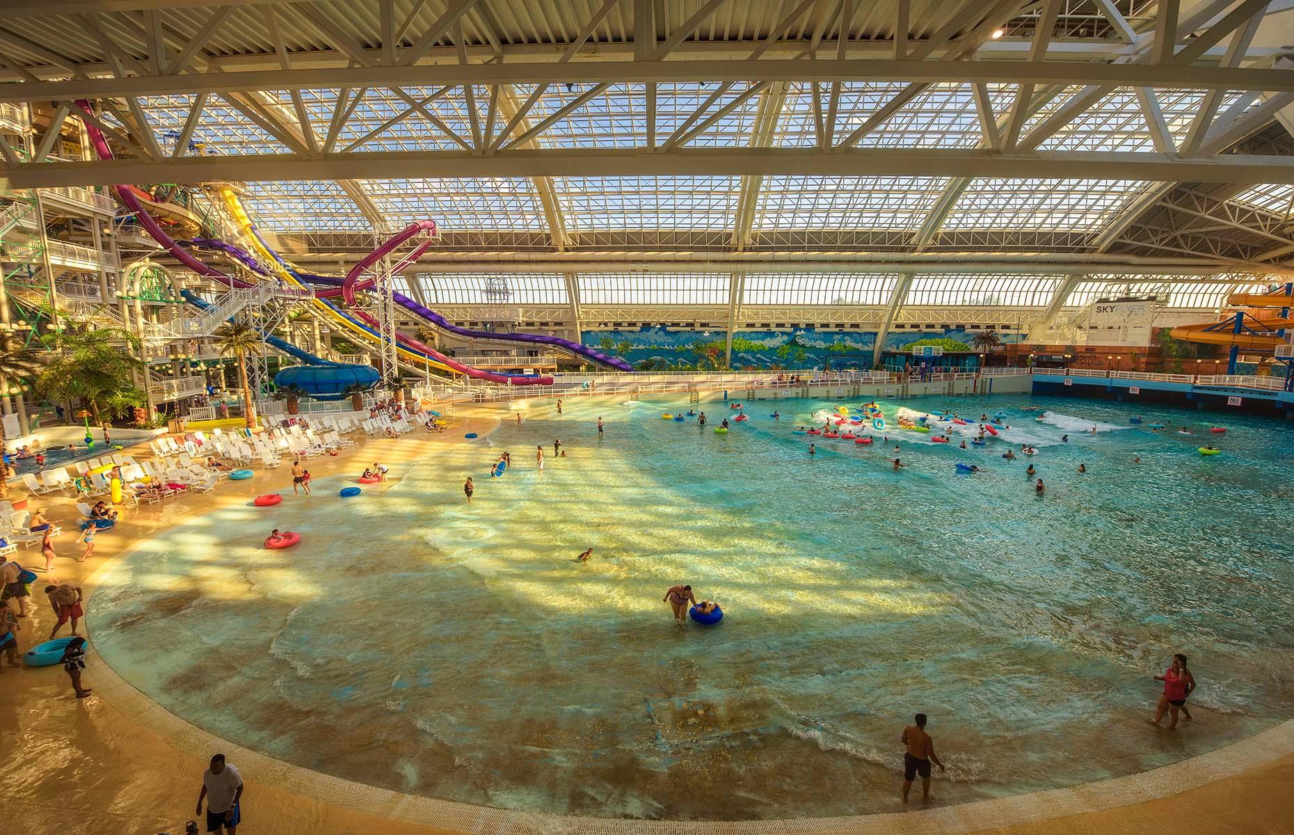 <p>Had enough of shopping? Then pop into West Edmonton Mall's <a href="https://www.wem.ca/play/attractions/world-waterpark">World Waterpark</a> where you'll find the world's largest indoor wave and more than 17 waterslides. Divided into four levels – beginner, intermediate, advanced and extreme – the slides range from kid-friendly Caribbean Cove and Splash Pad, while thrill-seekers will love the Sky Screamer. Reaching a speed of 37 miles per hour (60km/h) and with a 85-foot-drop (26m), it's definitely not for the faint-hearted.</p>
