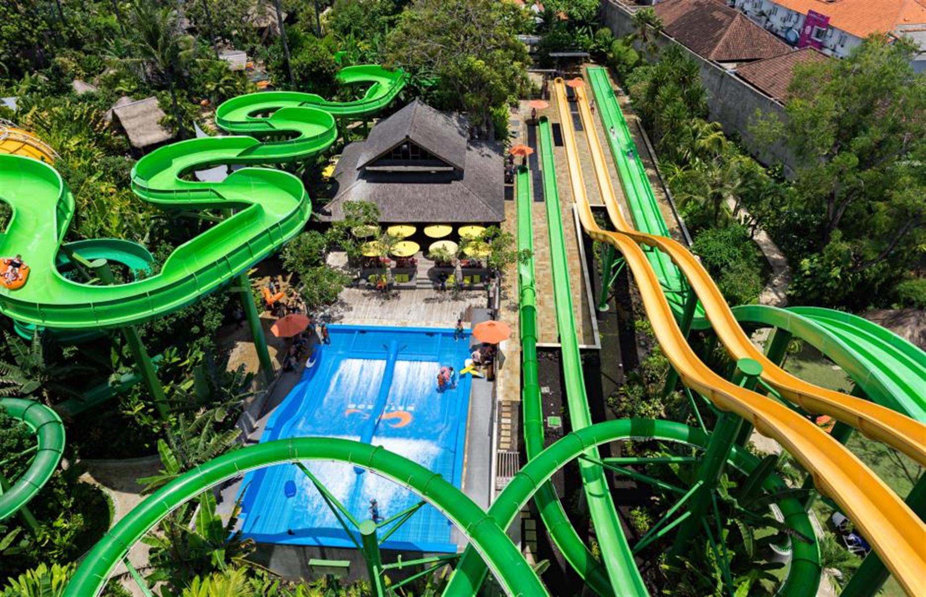 <p>Slip, splash and scream your way around <a href="https://waterbom-bali.com/">this fantastic attraction in Bali</a>, which was recently named Tripadvisor's top water park in Asia and one of the best in the world. Its various slides and rides are ranked from 'mellow' to 'extreme'. The Climax (Asia's steepest slide) and Smashdown 2.0 with a sheer 85-foot (26m) drop are definitely the latter. Need to calm your nerves? There's a swim-up cocktail bar where you can sip as you gaze at the lush tropical garden surroundings.</p>