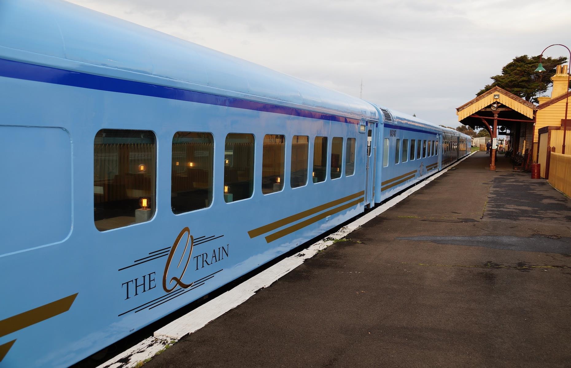 <p>All aboard, foodies: Victoria’s <a href="https://www.theqtrain.com.au">Q Train</a> is quite the hot culinary ticket. Travelling along the 10 mile (16km) Bellarine Railway from the historic Drysdale station, this railway journey is all about drinking in the views as you savour wines and produce from the bucolic Bellarine Peninsula. Over a luxurious three-hour trip between Drysdale and Queenscliff, passengers feast on a six-course degustation menu while seated in refurbished rail dining cars.</p>  <p><a href="http://bit.ly/3roL4wv"><strong>Love this? Follow our Facebook page for more train-travel inspiration</strong></a></p>