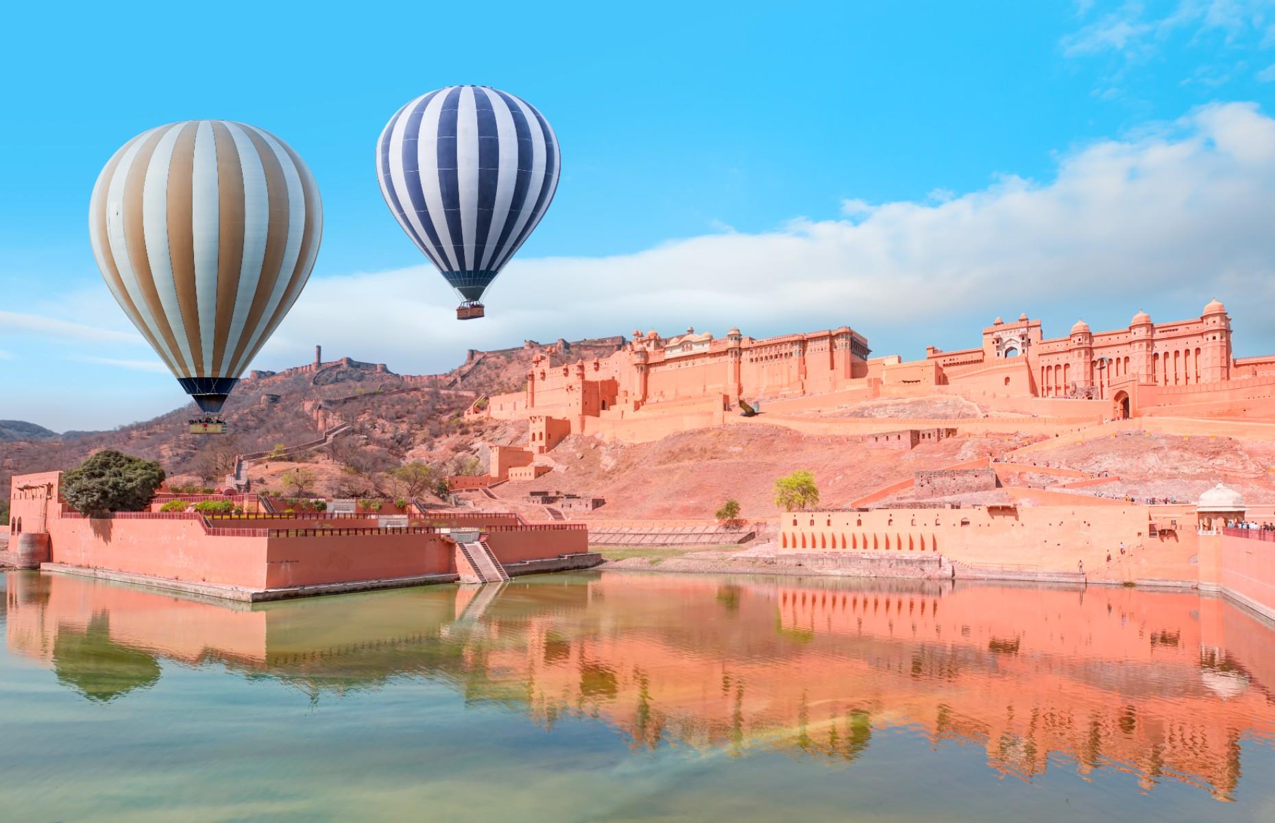 <p>See the sprawl of one of Rajasthan's most exciting cities from above with a balloon ride over Jaipur. On <a href="https://www.intrepidtravel.com/uk/india/north-india-highlights-118308">its Northern India Highlights tour</a>, Intrepid offers the opportunity to gaze down at the spectacular forts and palaces of the Pink City – named for its pink-hued sandstone buildings – from the peaceful vantage point of a hot air balloon. Starting from outside the city, you'll drift over rural villages and traditional homesteads, before reaching the impressive Amer Fort, a 16th-century structure still standing up to the test of time.</p>