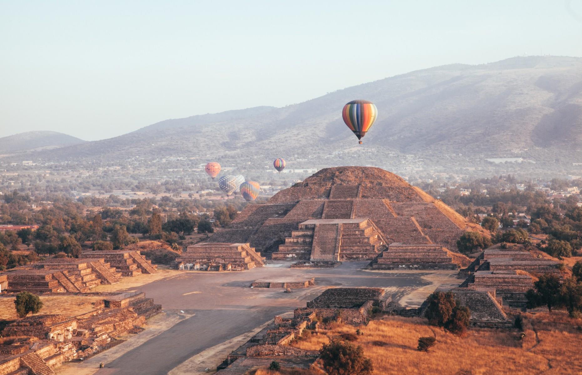 It's somewhat difficult to get your head around the scale and history of ancient Teotihuacan, a pre-Columbian city in the center of Mexico. That's why a hot air balloon flight is the ideal way to see it. Marvel at all of its ruins from the ultimate vantage point and you'll really be able to understand just how huge this city was. You'll see the three-mile-long (4.8km) Avenue of the Dead, connecting the two major pyramids and the sprawling modern town of San Martín de las Pirámides.