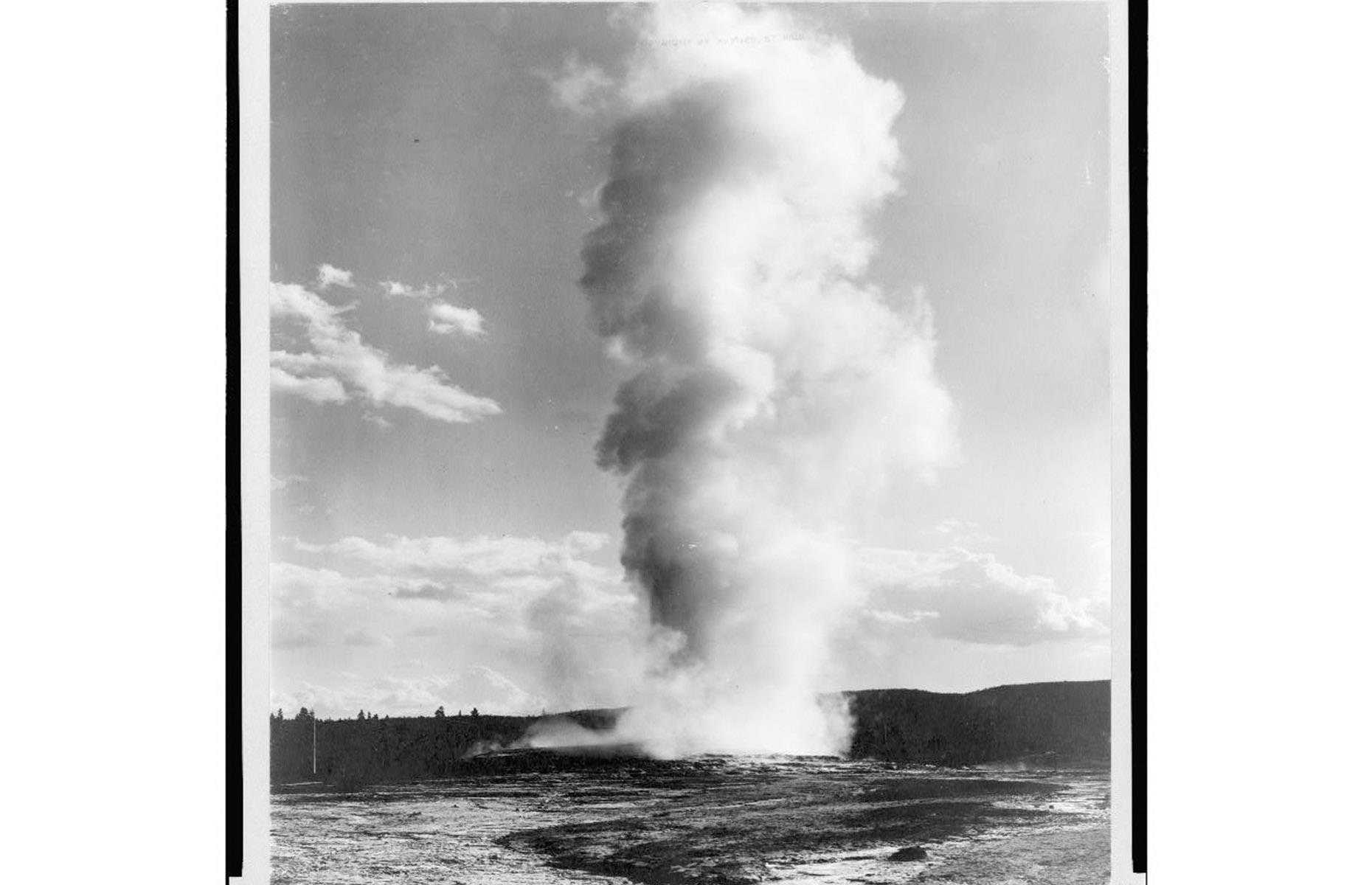 A major milestone came in 1916 with the birth of the National Park Service. The Act was signed by the 28th president, Woodrow Wilson and created a new federal organization dedicated to preserving the then 35 established national parks and monuments. The Act would cement the future of marvels like this one: Old Faithful geyser, pictured here circa 1916.