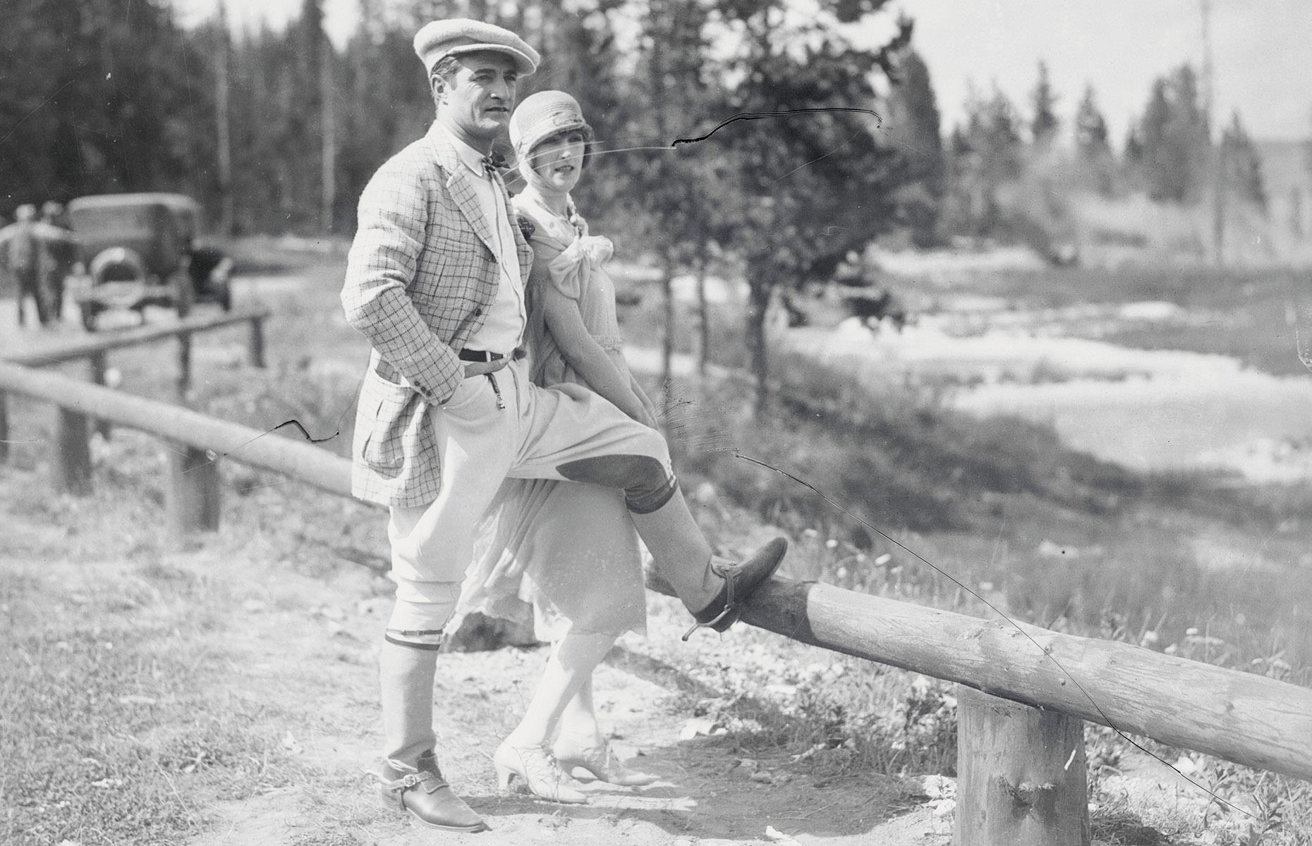 The park soon started attracting a star-spangled list of travelers too. Here, circa 1926, Western movie star Tom Mix is papped in Yellowstone National Park, after filming on location in the Jackson Hole area.