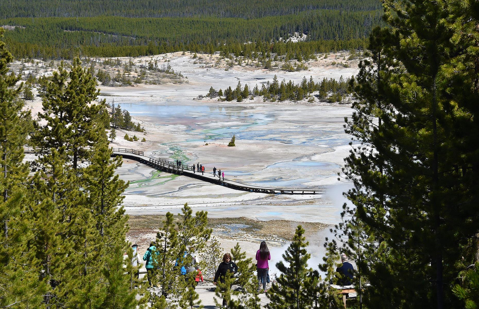 In 2016 – the year this breathtaking aerial shot of Yellowstone's Norris Geyser Basin was taken – the National Park Service celebrated its 100th birthday. Events marked the occasion up and down the country, including in Yellowstone, the oldest park in the system. Here, the landmark Roosevelt Arch was rededicated and the NPS Centennial Yellowstone Junior Ranger Program was a hit with kids.