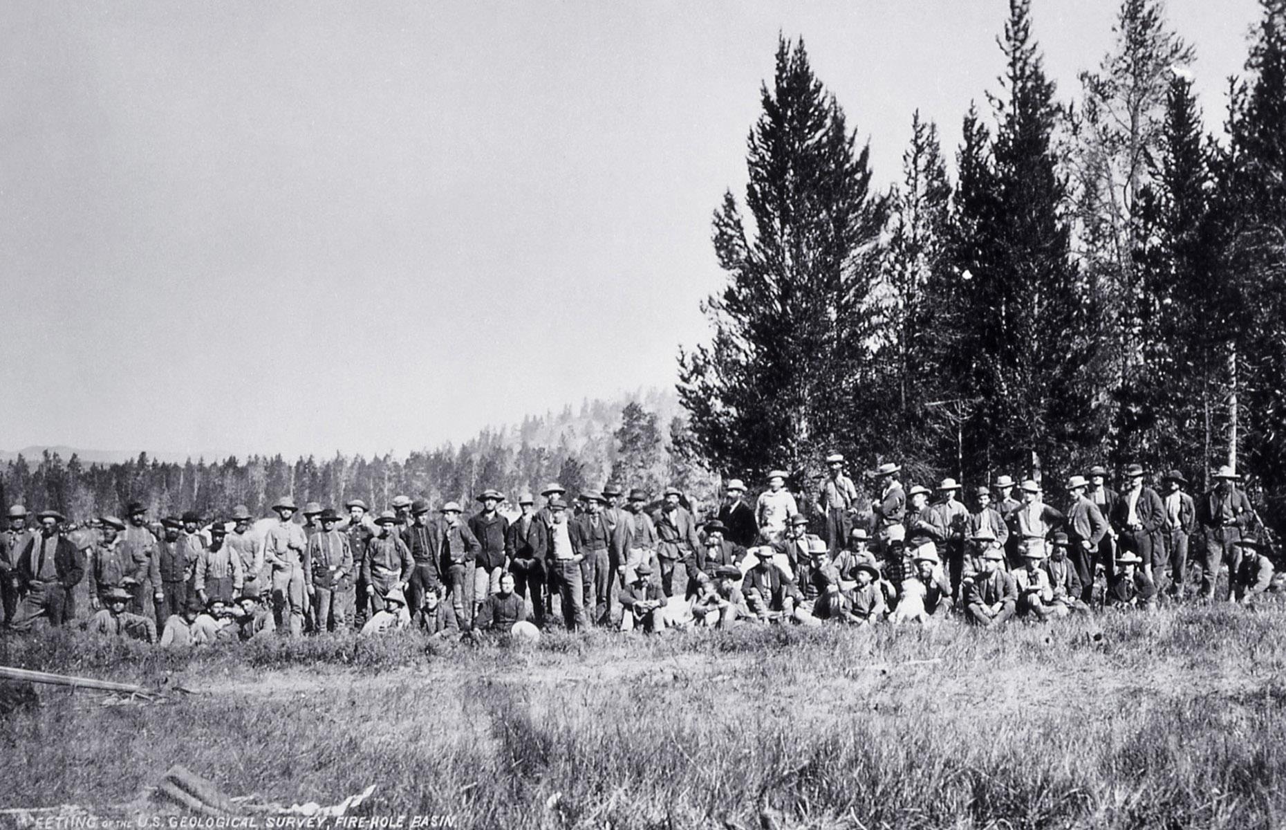 Another survey led by Hayden took place in 1872 – the team is pictured here in Firehole Basin. The United States Congress were in awe of the materials captured by these explorers, from detailed reports to breathtaking photography and artworks. President Ulysses S. Grant signed the Yellowstone National Park Protection Act on 1 March 1872 and Yellowstone became the USA's first national park.