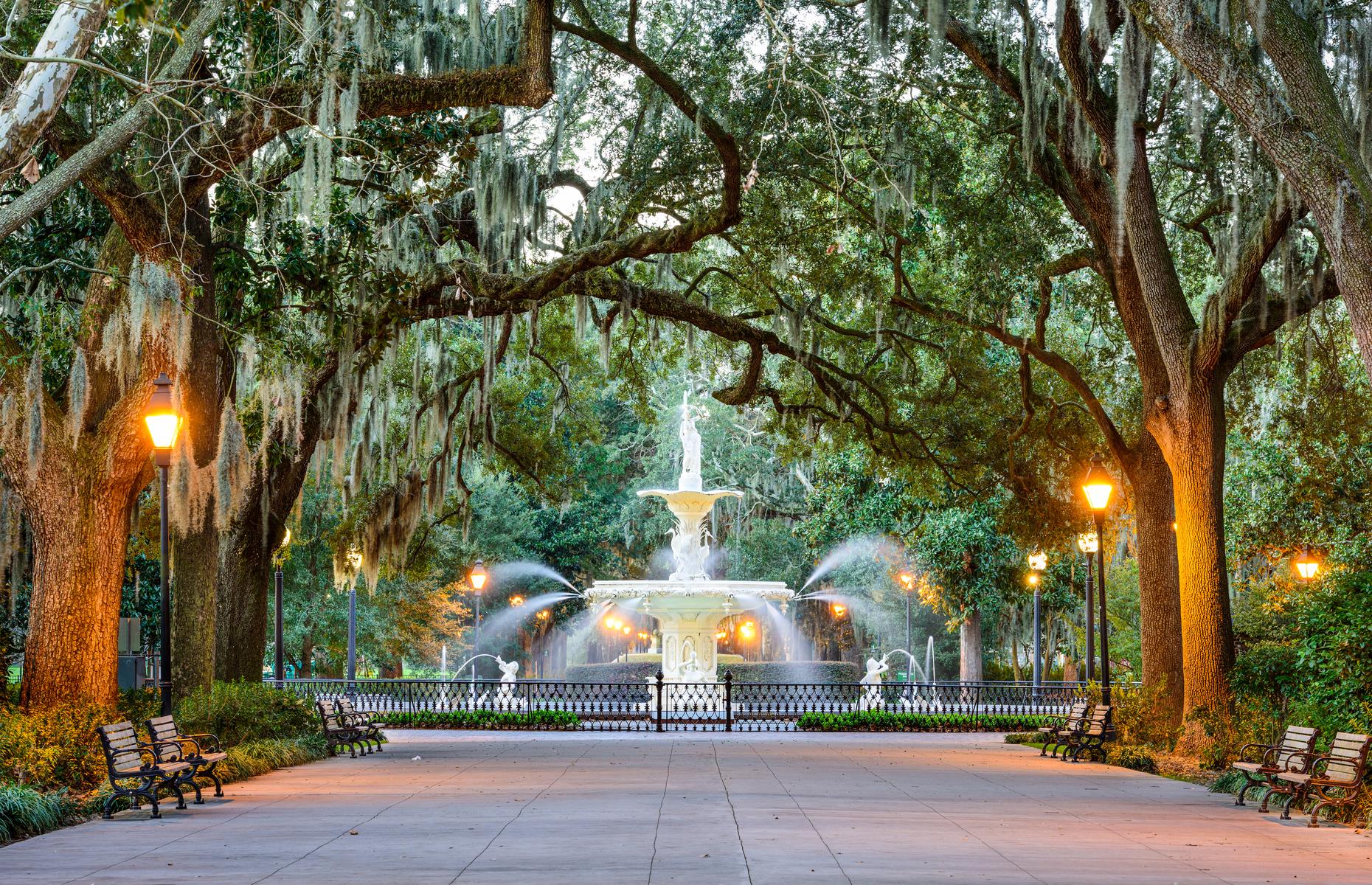 <p>Nothing screams Georgia more than twisting oaks dripping in Spanish moss and <a href="https://www.savannah.com/forsyth-park-3/">this stunning park</a> certainly delivers on that front. Wander Forsyth Park's 30-plus acres, pausing to admire the ornate fountain which dates to the 19th century. Or time your visit for the Saturday farmers' market or the autumn jazz festival. Once you've soaked up the park, strike out into the streets of the Historic District where you'll find house museums, churches and 22 oak-cloaked squares.</p>