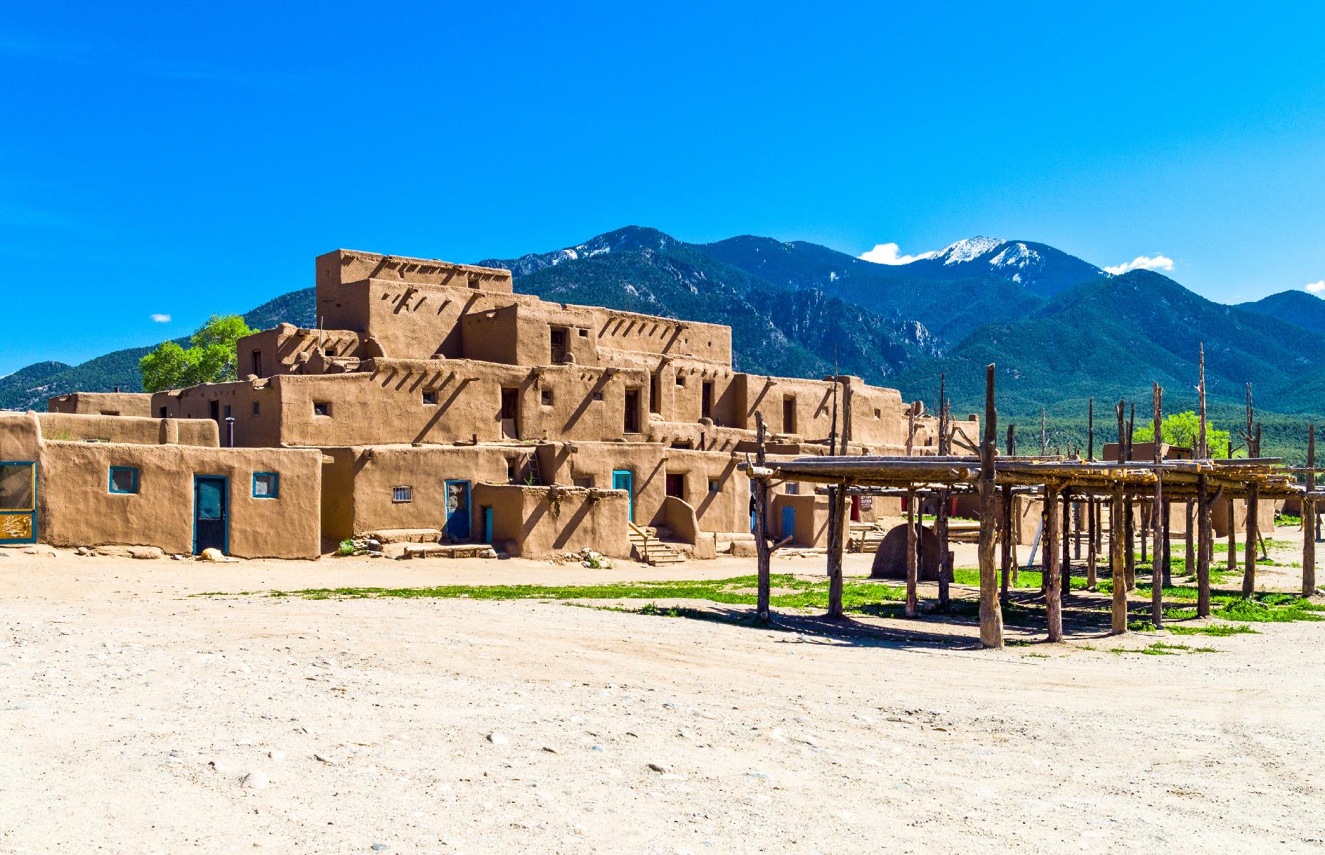 <p><a href="https://taospueblo.com">Taos Pueblo</a> is recognizable for its sun-baked adobe buildings, watched over by Taos Mountains. The site is thought to have been inhabited for around a thousand years and it is still home to an indigenous community of around 150 people. Visitors can typically come to explore the pueblo, speak to members of the community and purchase handmade souvenirs including jewelry, pottery and fine artworks. The settlement is currently closed to the public – check the website for updates.</p>