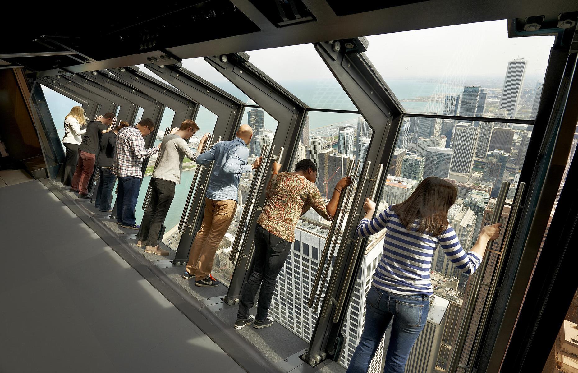 <p>The Windy City is known for its architecture and you can drink in the distinctive skyline from the 94th floor of 875 North Michigan Avenue (formerly the John Hancock Building). The skyscraper's <a href="https://360chicago.com">observation deck</a> enjoys a sought-after location around 1,000 feet (305m) above Chicago's Magnificent Mile, with uninterrupted vistas over the city and to Lake Michigan. The bravest can take a ride on TILT – a hair-raising attraction that sees visitors tilted outward on a moving glass platform, awarding them downward-facing views of the city below. </p>