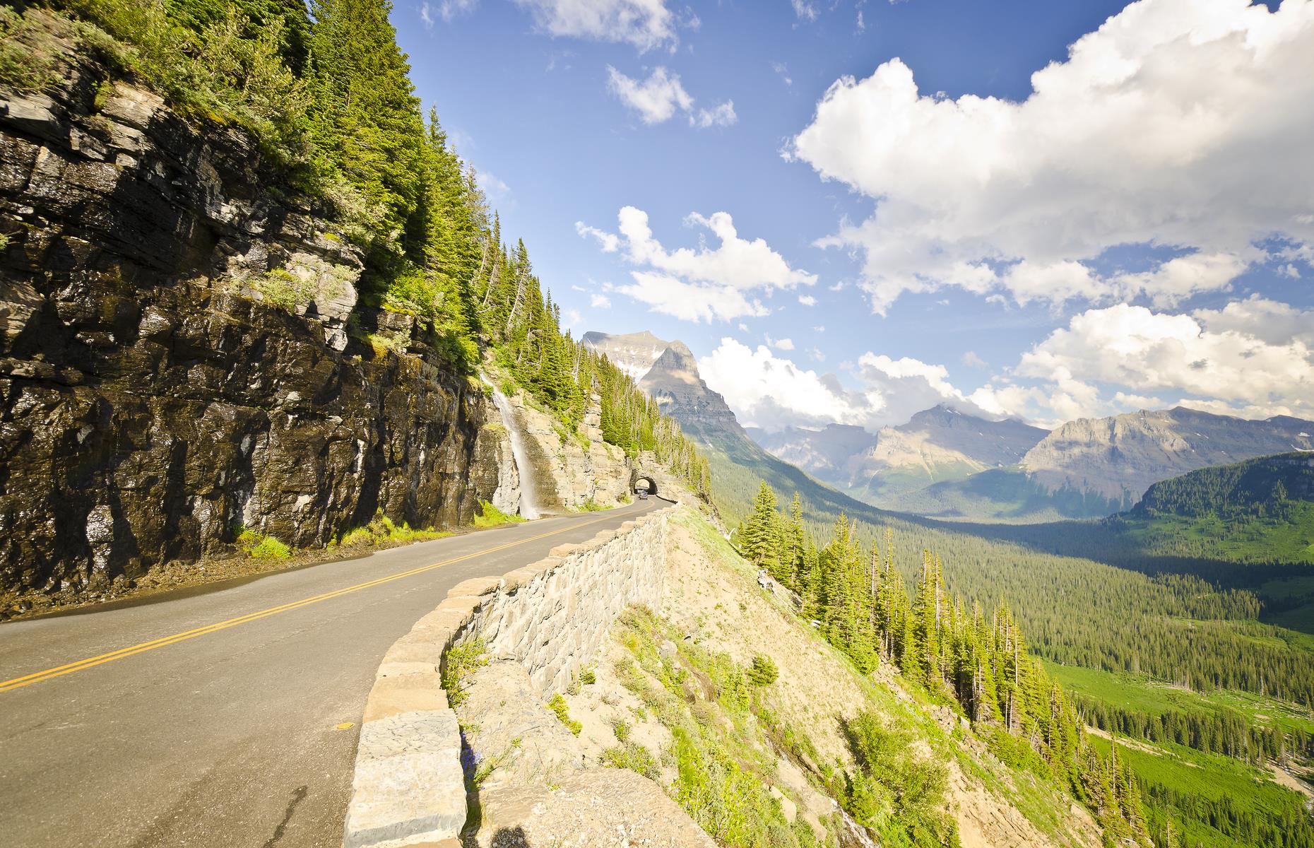 <p>You’ll need at least two hours to drive this 50-mile (80km) <a href="https://www.nps.gov/glac/planyourvisit/gtsrinfo.htm">iconic mountain road</a>, which zig-zags vertiginously in Glacier National Park. You’ll want to spend a lot longer, though, as the reasons to pull over and gaze at the views are endless. Keep watch for mountain goats and bighorn sheep, which graze on the slopes, and plan to stop at Jackson Glacier Overlook for pine-fringed views of the park’s seventh largest glacier. Sometimes part of the road might be closed, so be sure to always check the website for alternative routes.</p>