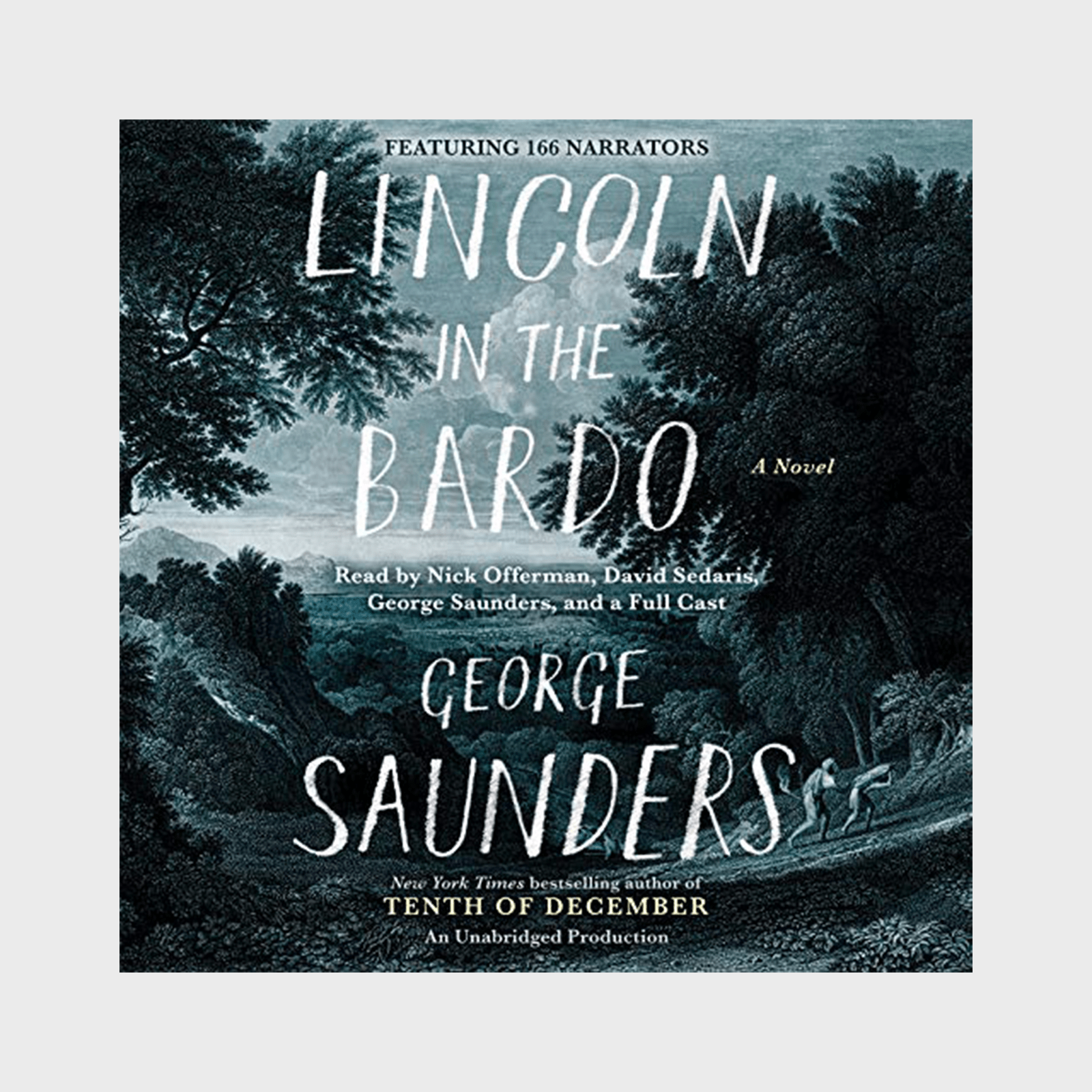<h3><strong><em>Lincoln in the Bardo </em>by George Saunders</strong></h3> <p><a href="https://www.amazon.com/Lincoln-in-Bardo-George-Saunders-audiobook/dp/B01N1NU4K2/" rel="noopener noreferrer"><em>Lincoln in the Bardo</em></a> is the first novel by acclaimed short story writer George Saunders. He narrates the audiobook with the help of 166 others, including big names such as Susan Sarandon, Julianne Moore, Ben Stiller, and Don Cheadle, in this 2018 winner of the Audie Award for Audiobook of the Year. It's a groundbreaking work of historical fiction that explores a lesser-studied period of Honest Abe's life during the first year of the Civil War, when Lincoln was also dealing with a far more personal tragedy: the death of his 11-year-old son, Willie. This experimental novel, which won the 2017 Man Booker Prize, takes place over the course of one evening in a space between life and death called the bardo, where ghosts contemplate their existence.</p> <p class="listicle-page__cta-button-shop"><a class="shop-btn" href="https://www.amazon.com/Lincoln-in-Bardo-George-Saunders-audiobook/dp/B01N1NU4K2/">Shop Now</a></p>