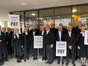Striking barristers outside Manchester Crown Court today