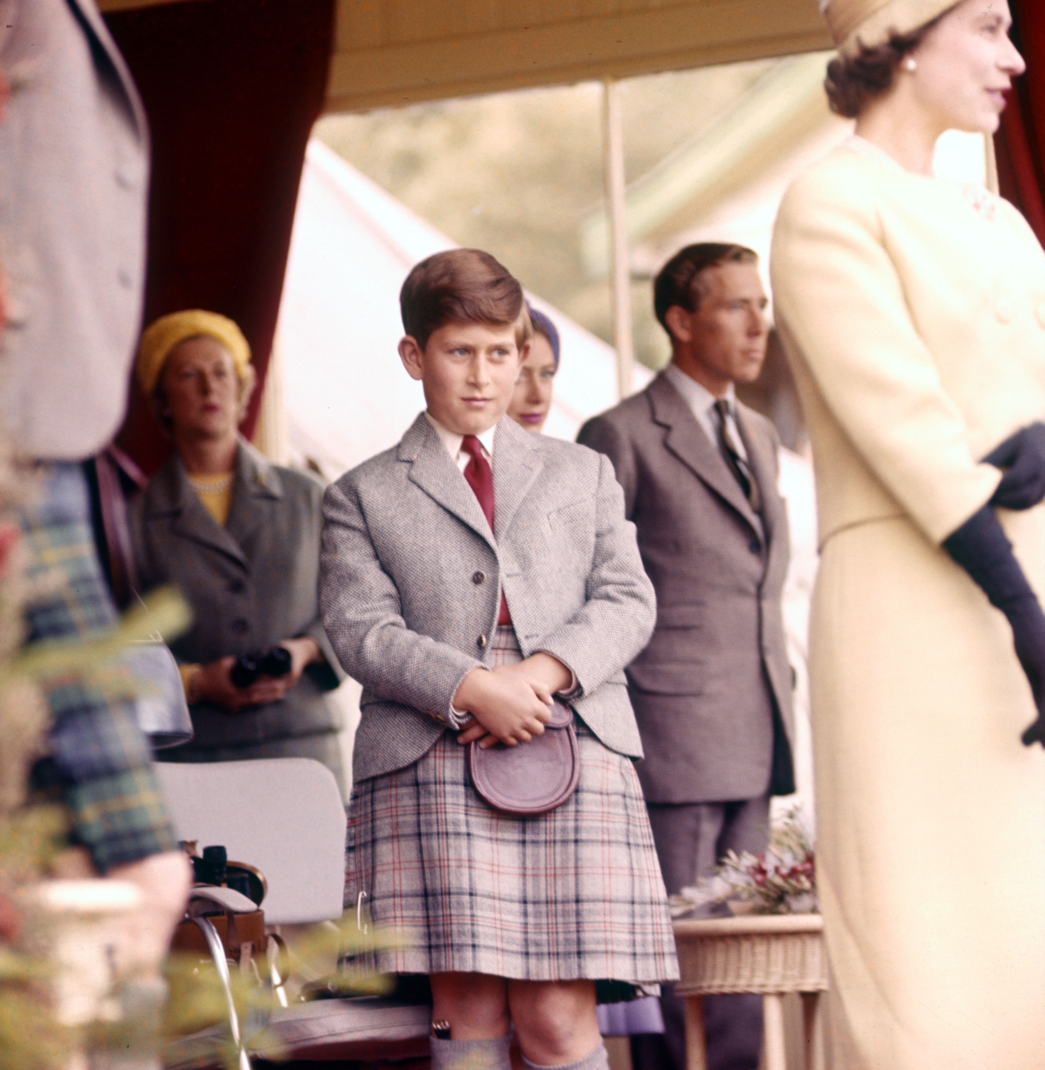 <p>A kilted Prince Charles joined mother Queen Elizabeth II at the Braemar Highland Games in Scotland -- Princess Margaret and husband Antony Armstrong-Jones, 1st Earl of Snowdon, were also there -- in 1960.</p>