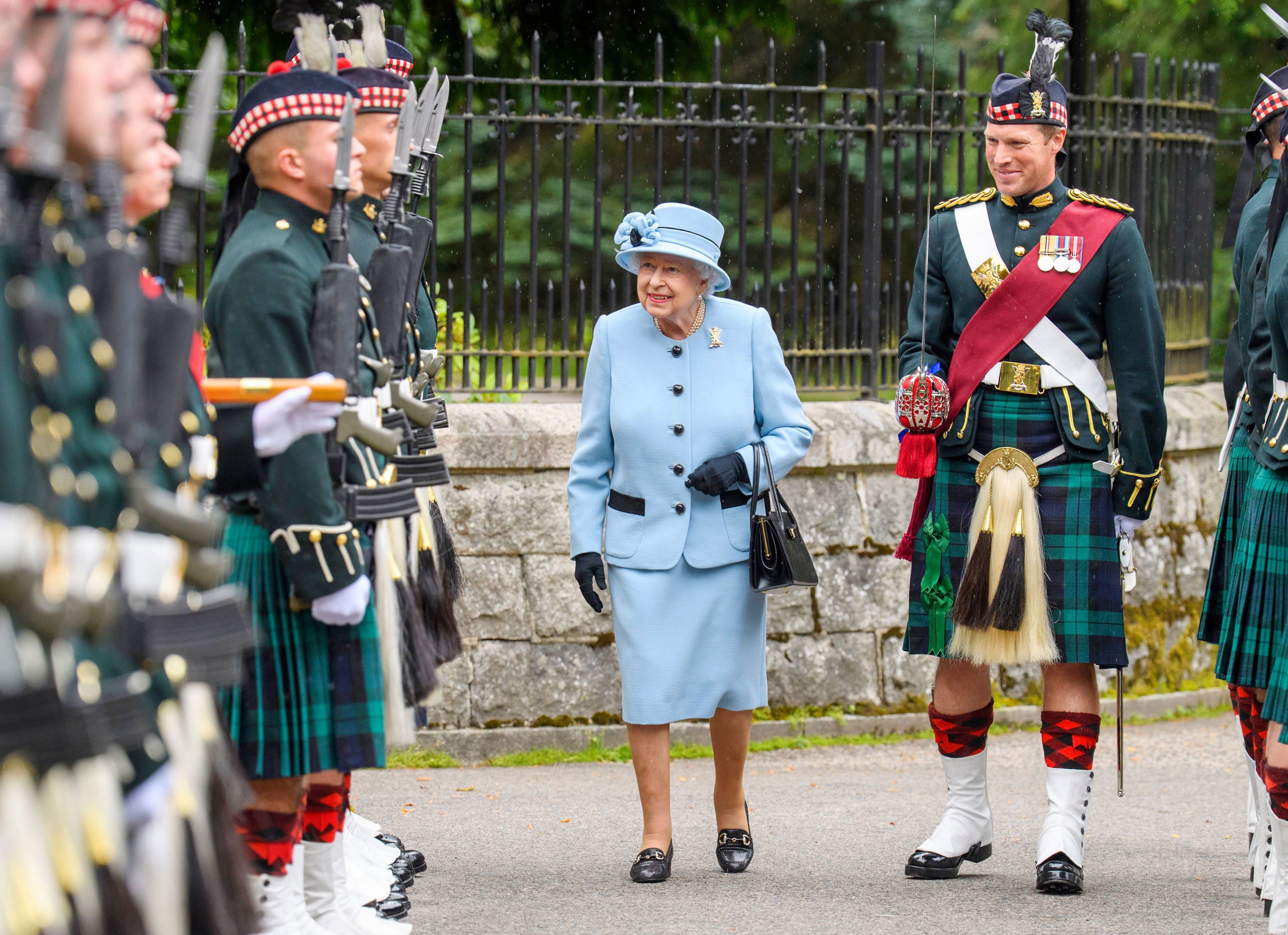 <p>Queen Elizabeth II was officially welcomed to Balmoral in Scotland by Balaklava Company 5th Battalion The Royal Regiment of Scotland on Aug. 6, 2019.</p>