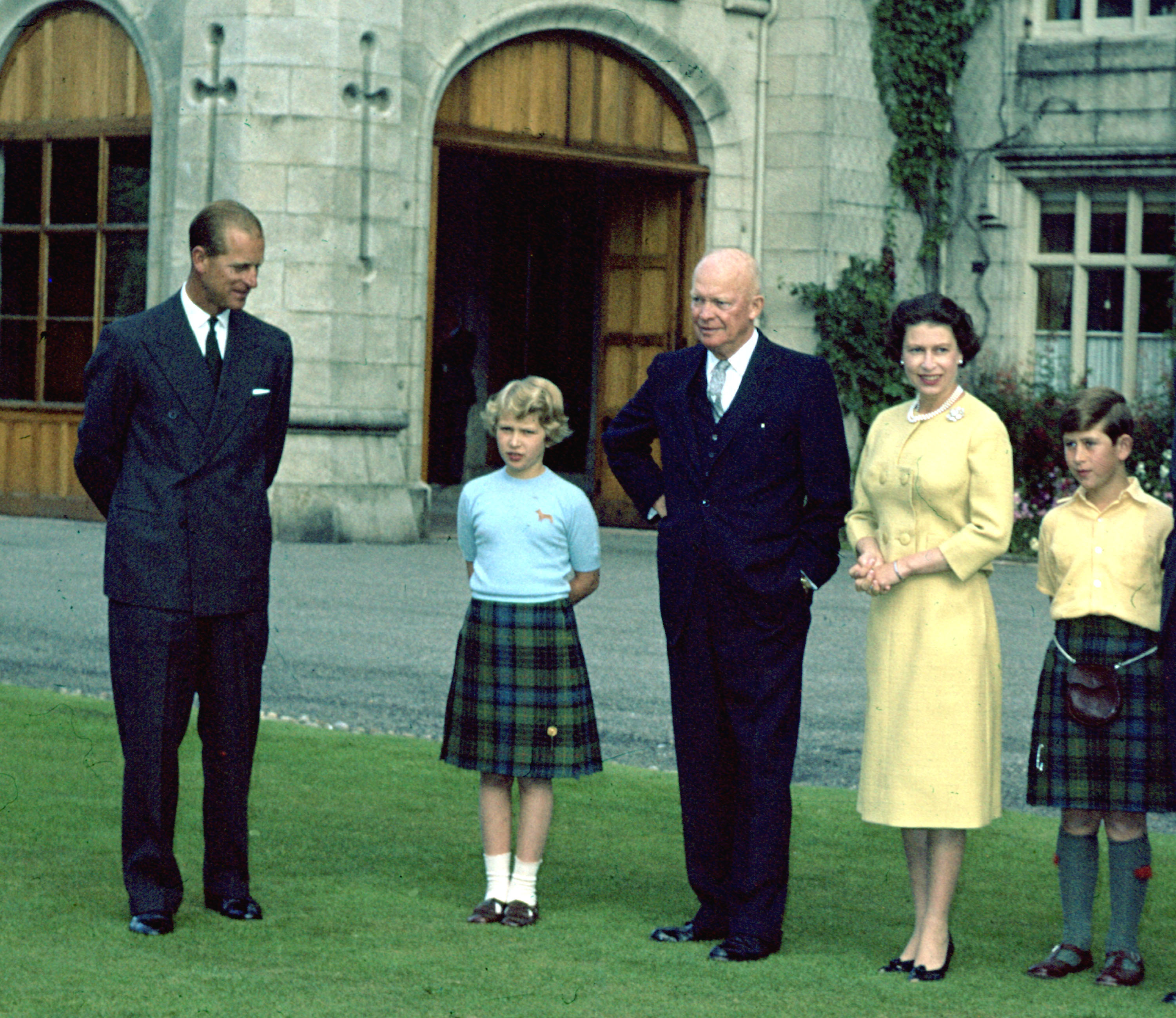 <p>Queen Elizabeth II posed on the grounds of Balmoral Castle in Scotland with President Dwight D. Eisenhower, Prince Philip, Princess Anne and Prince Charles in 1959. Eisenhower was the second of <a href="https://www.wonderwall.com/celebrity/photos/queen-elizabeth-meetings-12-american-presidents-photos-3015347.gallery">12 American presidents</a> the monarch has met and spent time with during her life.</p>