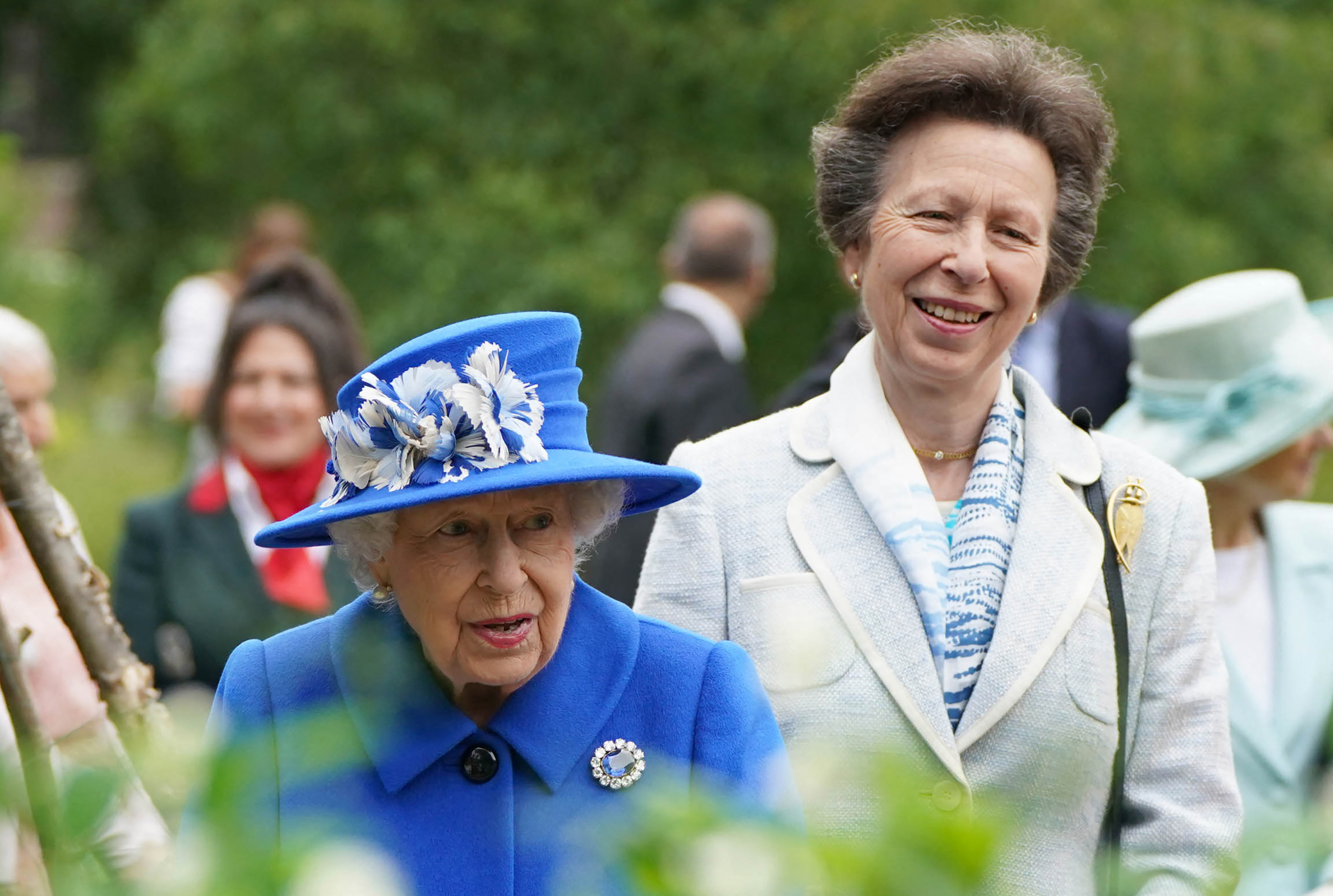 <p>Queen Elizabeth II and daughter Princess Anne, the Princess Royal spent time together during a visit to the Childrens Wood Project in Glasgow, Scotland, on June 30, 2021, as part of the monarch's traditional trip to Scotland for Holyrood Week.</p>