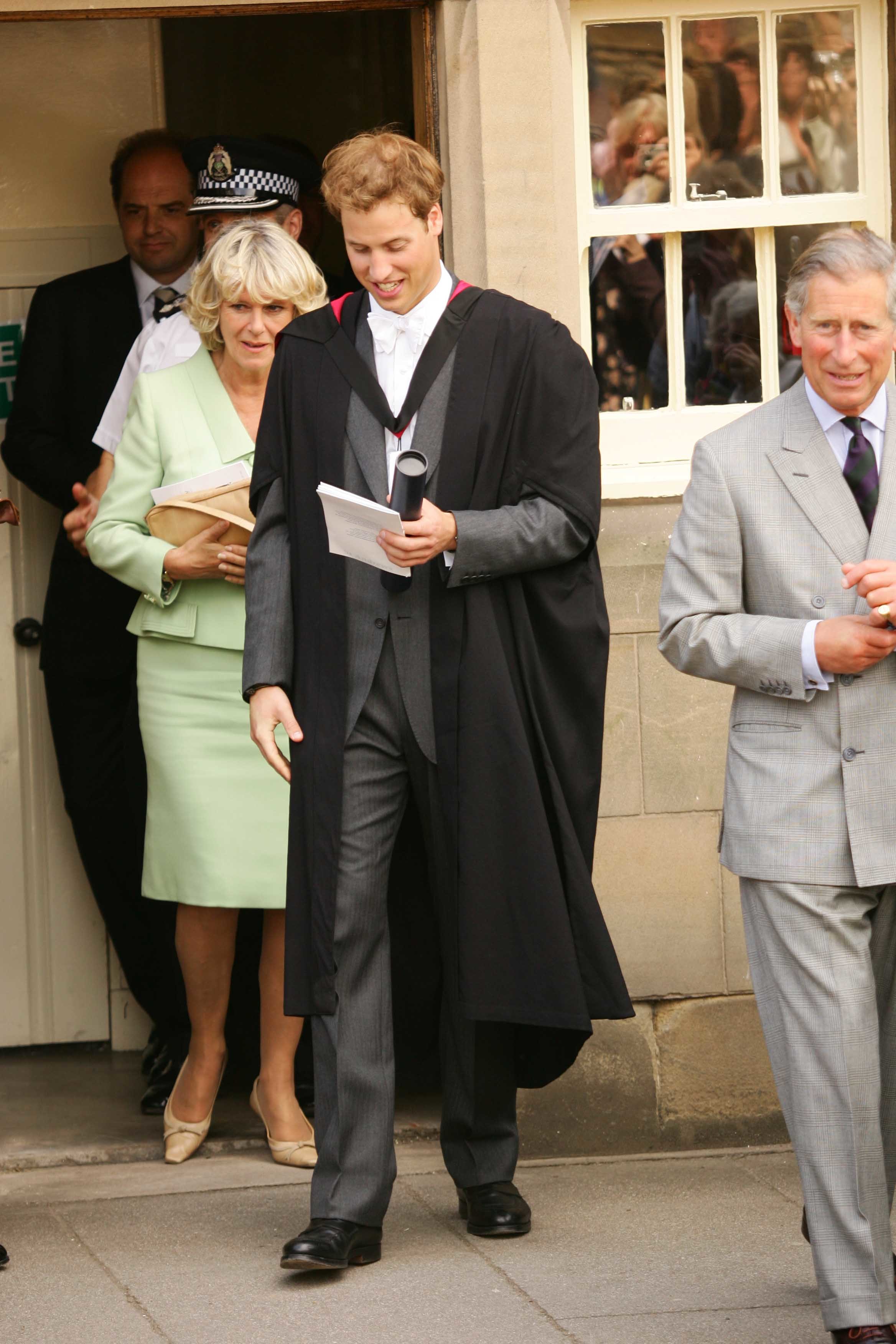 <p>A few months after he married Camilla, Duchess of Cornwall, Prince Charles brought his new bride to son <a href="https://www.wonderwall.com/celebrity/profiles/overview/prince-william-482.article">Prince William</a>'s graduation from the University of St. Andrews in Scotland on June 23, 2005.</p>