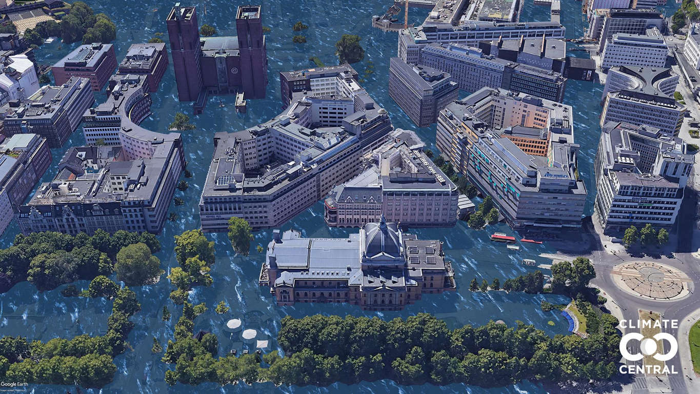 Slide 41 de 46: O Studenterlunden Park é um grande parque localizado no centro de Oslo. É onde fica o Teatro Nacional. Foto: Clima Central