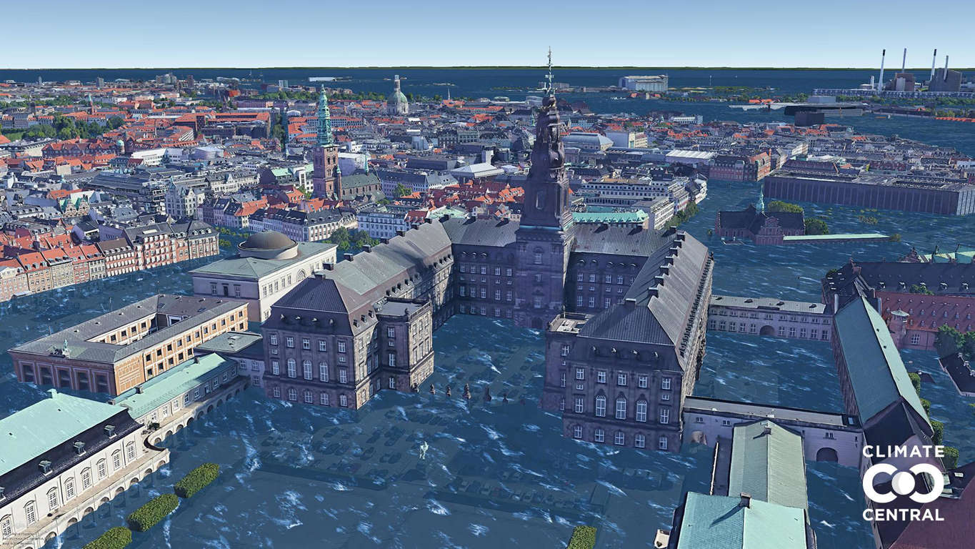 Slide 13 de 46: O Palácio de Christiansborg foi a principal residência da família real dinamarquesa e agora é a sede do parlamento dinamarquês. Foto: Clima Central