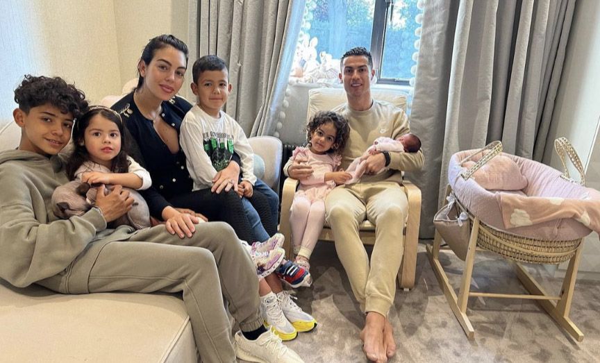 <p>Soccer star Cristiano Ronaldo and girlfriend Georgina Rodriguez, who announced in October 2021 that she was pregnant with twins, shared bittersweet news on April 18, 2022 — <a href="https://www.wonderwall.com/celebrity/celebrities-who-gave-birth-in-2022-stars-who-welcomed-babies-or-adopted-this-year-546256.gallery?photoId=588024">they lost their son as they welcomed a daughter</a>. "It is with our deepest sadness that we announce the passing of our baby boy. It's the greatest pain any parent can feel," the couple wrote on Instagram. "Only the birth of our baby girl gives us the strength to live this moment with some hope and happiness. We would like to thank the doctors and nurses for all their expert care and support. We are all devastated at this loss and we kindly ask for privacy at this very difficult time. Our baby boy, you are our angel. We will always love you." The athlete is also a dad to four other kids -- Alana Martina (with Georgina), twins Eva Maria and Mateo (with a surrogate), and Cristiano Jr. (with a woman he has not publicly identified) -- who are seen here with their new baby sister, Bella Esmeralda.</p>