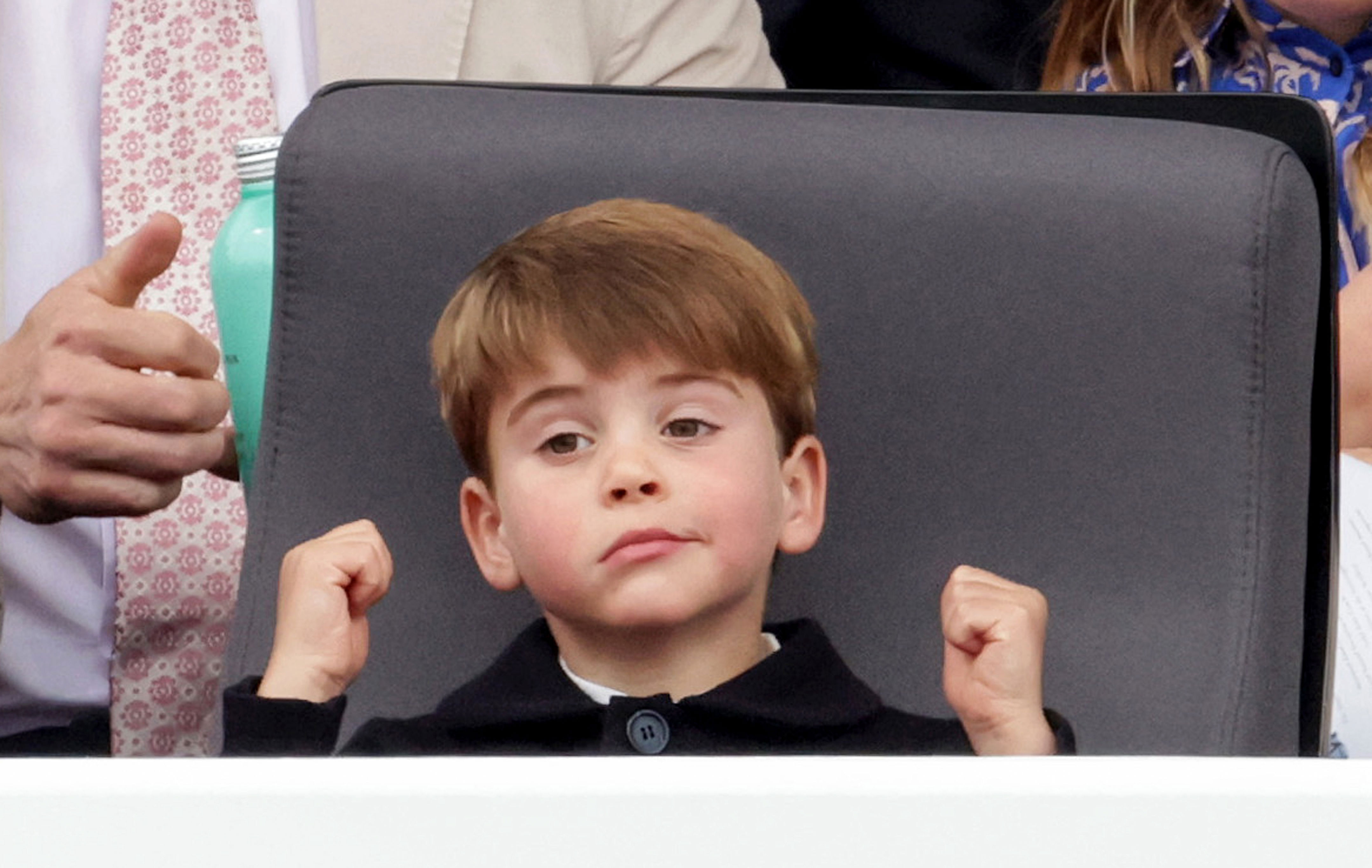 <p>Prince Louis pulled a face while watching the Platinum Jubilee Pageant in London, the final event celebrating Queen Elizabeth II's <a href="https://www.wonderwall.com/celebrity/royals/platinum-jubilee-see-the-best-photos-from-4-days-of-celebrations-marking-the-queens-70-year-reign-606239.gallery">Platinum Jubilee marking 70 years on the throne</a>, on June 5, 2022. </p>