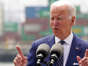 President Biden speaks about inflation and supply chain issues at the Port of Los Angeles, Friday, June 10, 2022, in Los Angeles. AP Photo/Damian Dovarganes