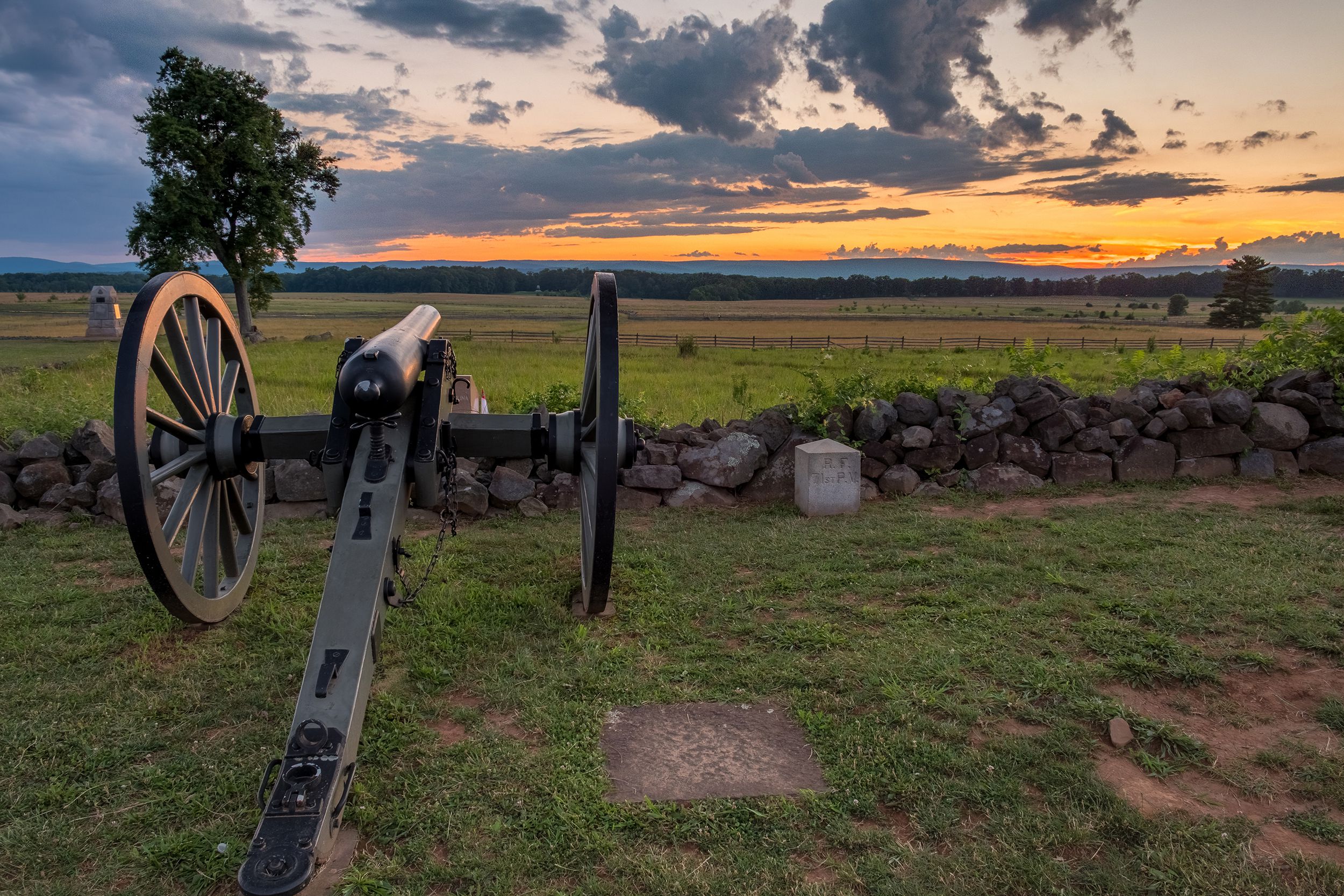 <p>Visit the battlefield and learn about a fraught era in American history at the <a href="https://www.nps.gov/gett/index.htm">Gettysburg National Military Park</a>. The park is free to enter, but admission to the museum is $13.75 for children (ages 6 through 12) and $18.75 for adults. Once inside, you can watch the film "A New Birth of Freedom" narrated by Morgan Freeman and see the Battle of Gettysburg Cyclorama painting.</p>
