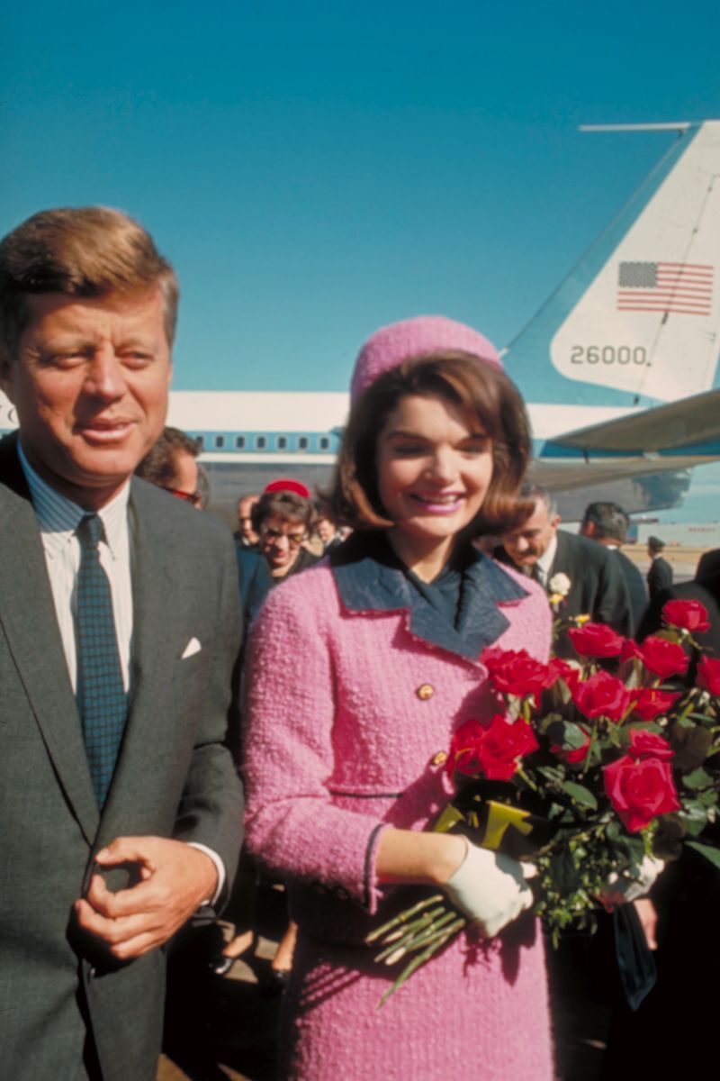 <p>                     Jackie was sitting next to JFK wearing her iconic pink suit when he was assassinated in 1963. She refused to change out of the suit even when Johnson was sworn in as president. Lady Bird Johnson asked if she would like to change, to which Jackie responded, "Oh no, I want them to see what they've done to Jack." The suit is now in the National Archives, but the famous pink hat she wore on the day has not been found.                   </p>