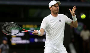 Murray: In action today at Wimbledon
