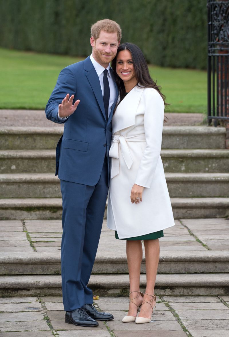 <p>                     After months of speculation, Prince Harry and American actress Meghan Markle announced their engagement at Kensington Palace in November 2017. The decision was made with the Queen’s blessing. It was a historic moment, as Markle is of mixed-race, divorced, and the first American to marry into the royal family.                   </p>