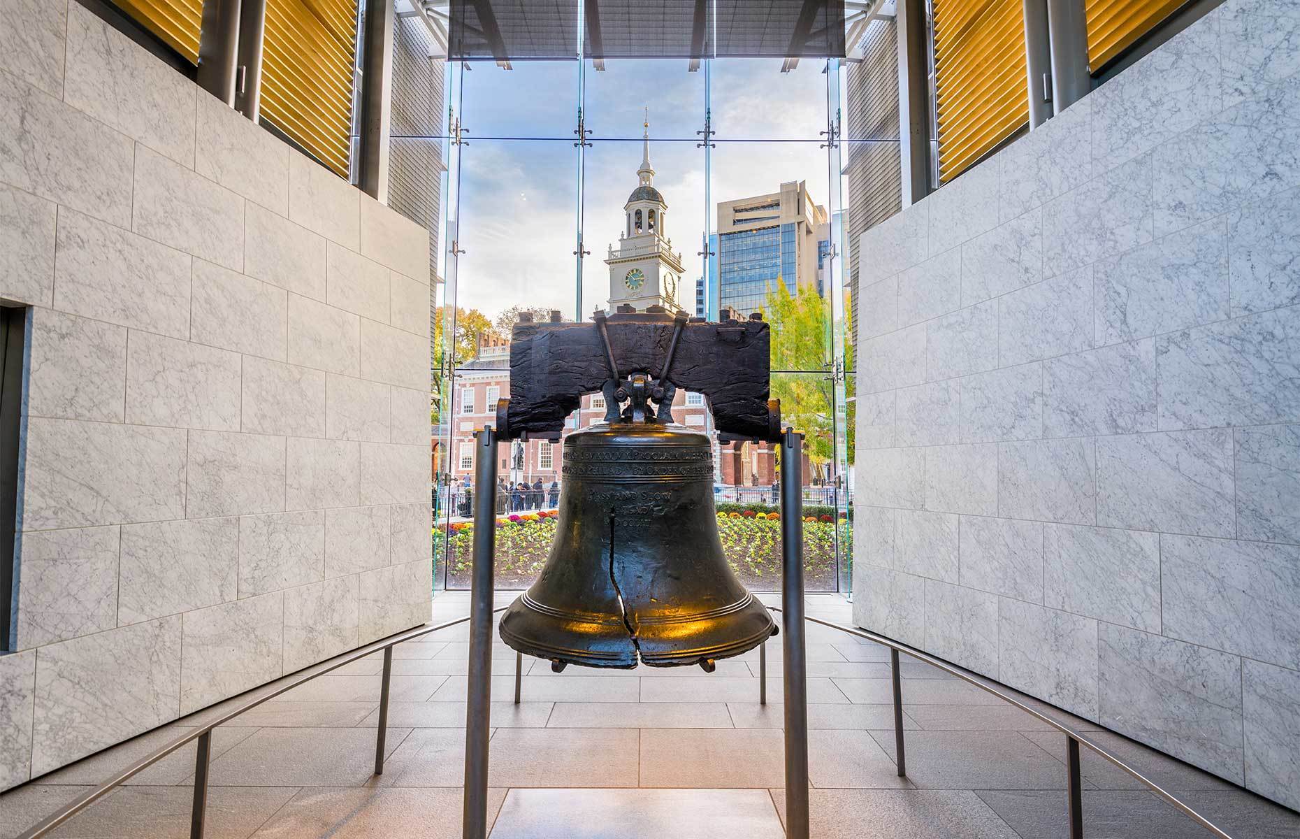 <p class="p1"><span>The Liberty Bell on display at <a href="https://www.nps.gov/inde/planyourvisit/libertybellcenter.htm" rel="noreferrer noopener"><span>526 Market Street</span></a> is an enduring symbol of American independence. The bell is believed <a href="http://www.ushistory.org/libertybell/" rel="noreferrer noopener"><span>to have been rung</span></a> during the first reading of the Declaration of Independence in 1776. Consider visiting the nearby <a href="https://www.nps.gov/inde/planyourvisit/independencevisitorcenter.htm" rel="noreferrer noopener"><span>Independence Visitor Center</span></a> as well.</span></p>