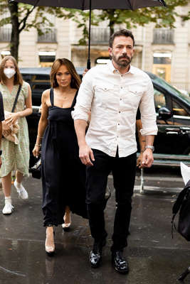 Ben Affleck and new wife Jennifer Lopez hold hands as they leave the Hotel De Crillon Rosewood in Paris, France, for dinner at Gigi restaurant on July 22, 2022. Ben’s daughters Seraphina, 13, and Violet, 16, and Jennifer’s child Emme, 14, joined them. The newlyweds coordinated nicely, with Jen wearing a casual black dress and Ben rocking black pants with a white button down shirt. The lavish European getaway followed the reunited couple’s unexpected Las Vegas nuptials, which took place at A Little White Chapel on July 16, 2022. Jennifer wore a “dress from an old movie” and Ben opted for a jacket from his closet as they made their union legal with just Emme and Seraphina as witnesses. The ceremony took place just three months after Ben popped the question (again) this time with a spectacular green diamond.  “With the best witnesses you could ever imagine, a dress from an old movie and a jacket from Ben’s closet, we read our own vows in the little chapel and gave one another the rings we’ll wear for the rest of our lives,” she wrote in her ‘OnTheJLo’ newsletter. “It was the best possible wedding we could have imagined. One we dreamed of long ago and one made real (in the eyes of the state, Las Vegas, a pink convertible and one another) at very, very long last,” she also said. Click through to see their best photos since getting married! 