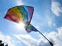 A rainbow pride flag.