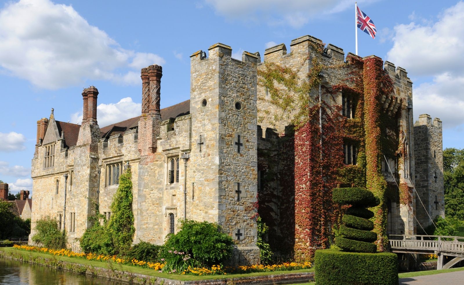 <p>                     <strong>Location: </strong>Kent, TN8 7NG |<strong> Website:</strong> hevercastle.co.uk                   </p>                                      <p>                     Set within 125 acres of Kent countryside, Hever ticks all the ‘fairytale castle’ boxes—and it's a great place for a UK staycation too.                   </p>                                      <p>                     The 13th-century building is surrounded by a large medieval moat, with a wooden drawbridge leading to a towering stone gatehouse. The castle was the childhood home of Henry VIII’s second wife, Anne Boleyn, and Tudor tapestries and portraits decorate its grand halls. The gardens feature a 100-year-old yew maze, boating lake, and mock Tudor village. Guests can stay overnight in a luxurious 5-star B&B within the castle grounds.                    </p>
