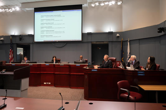 The Arlington County Board during a meeting in May.